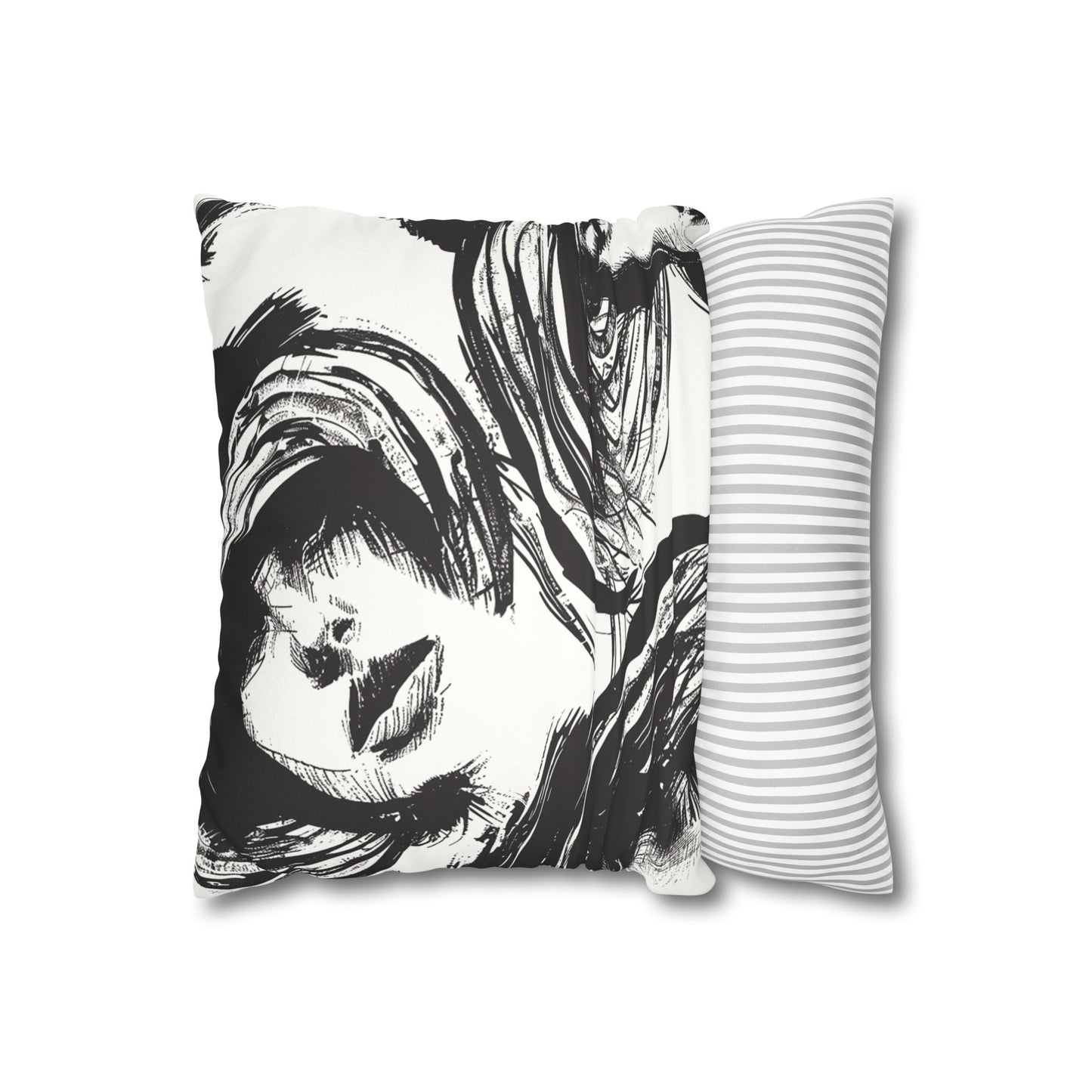 Abstract Faces- Faux Suede Pillowcase