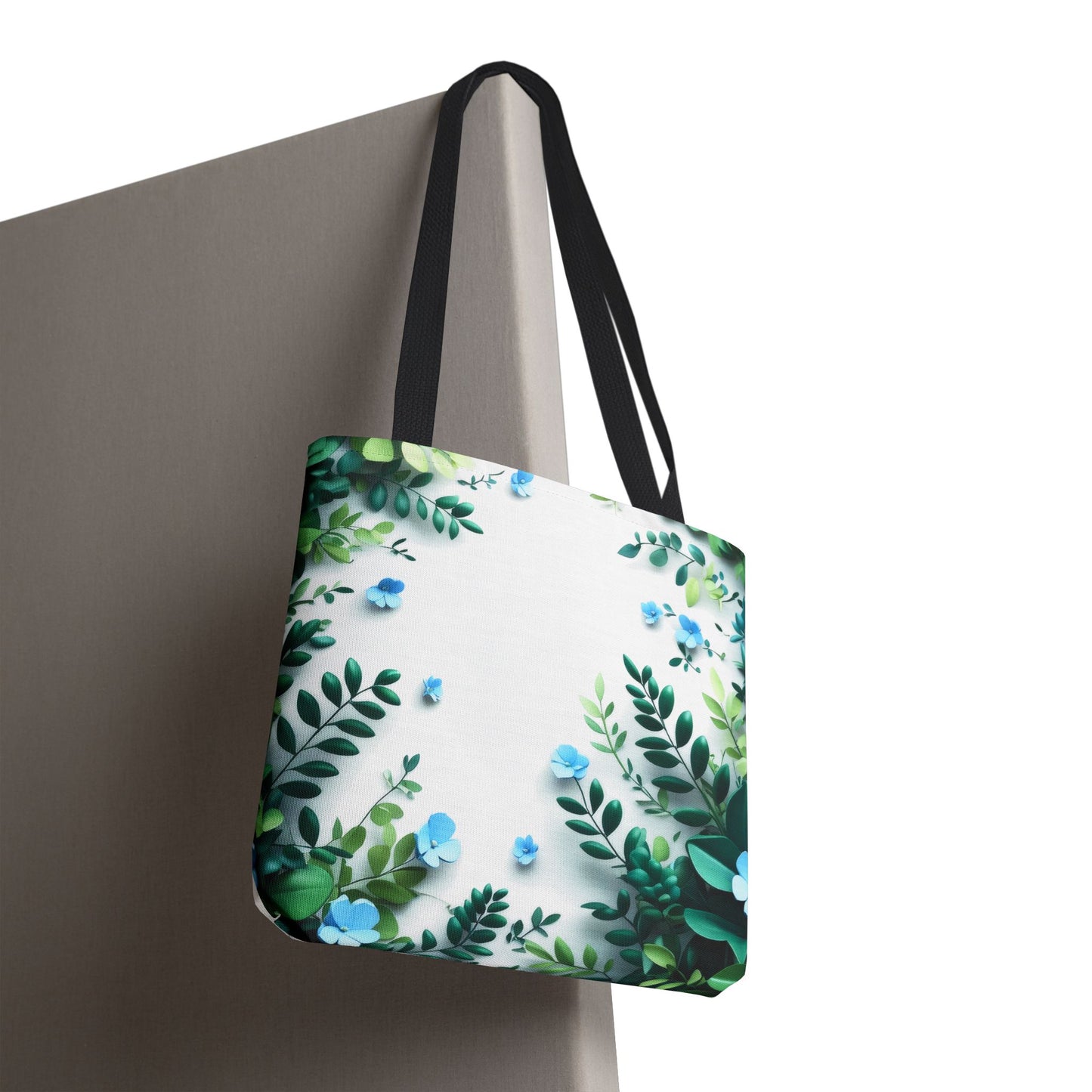 Elegant Blue Floral Tote Bag, Eco-Friendly