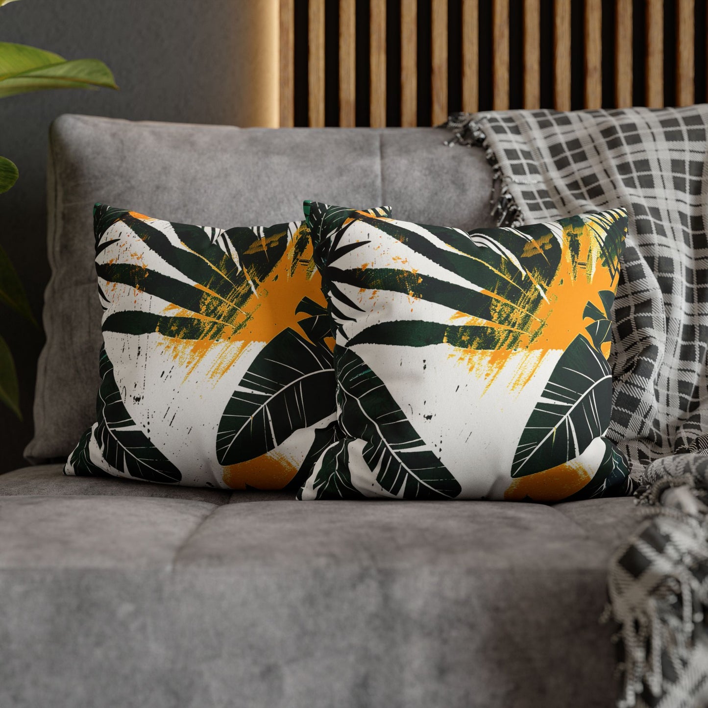 Tropical Leaf - Faux Suede Pillowcase