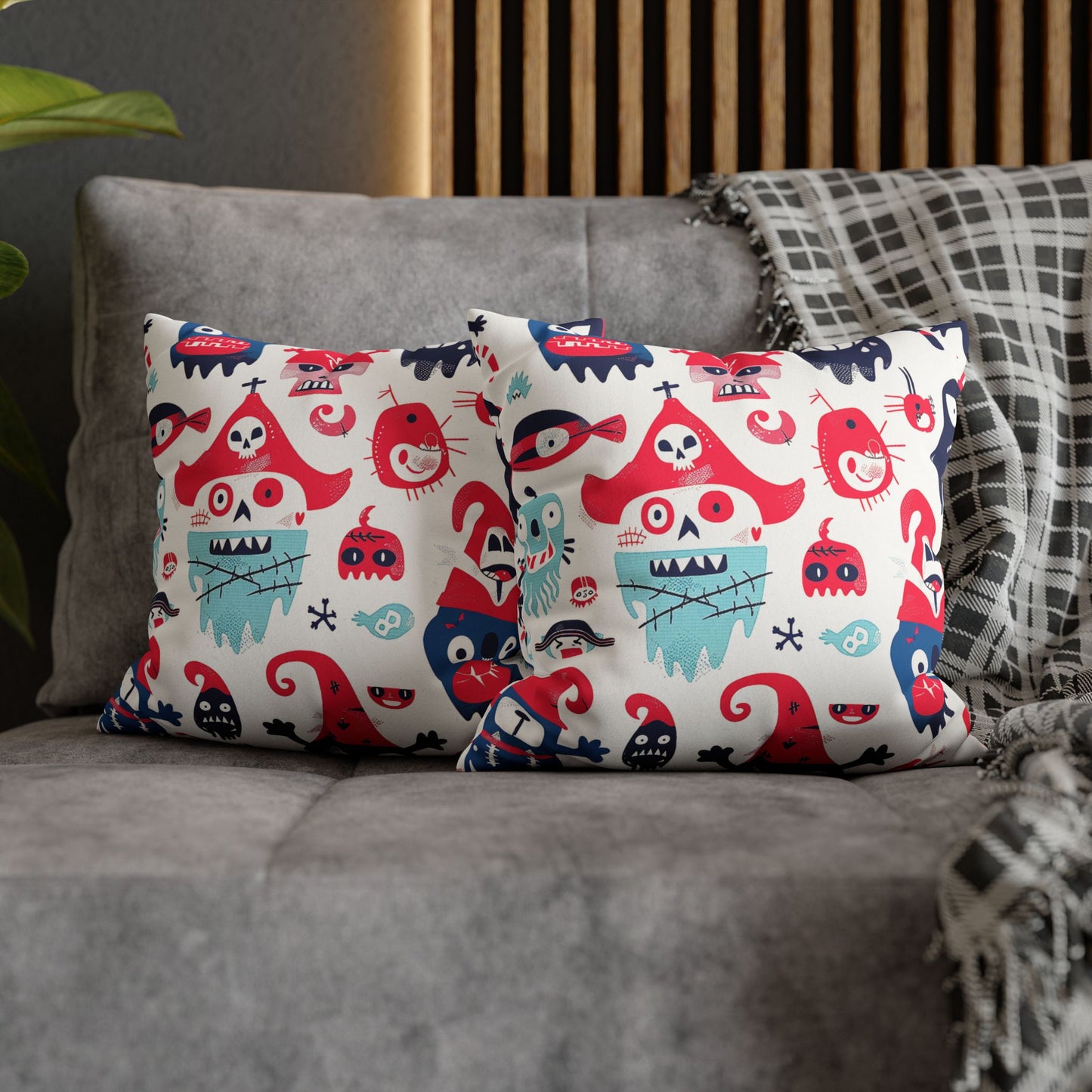 Cartoon Pirate Skulls - Faux Suede Pillowcase