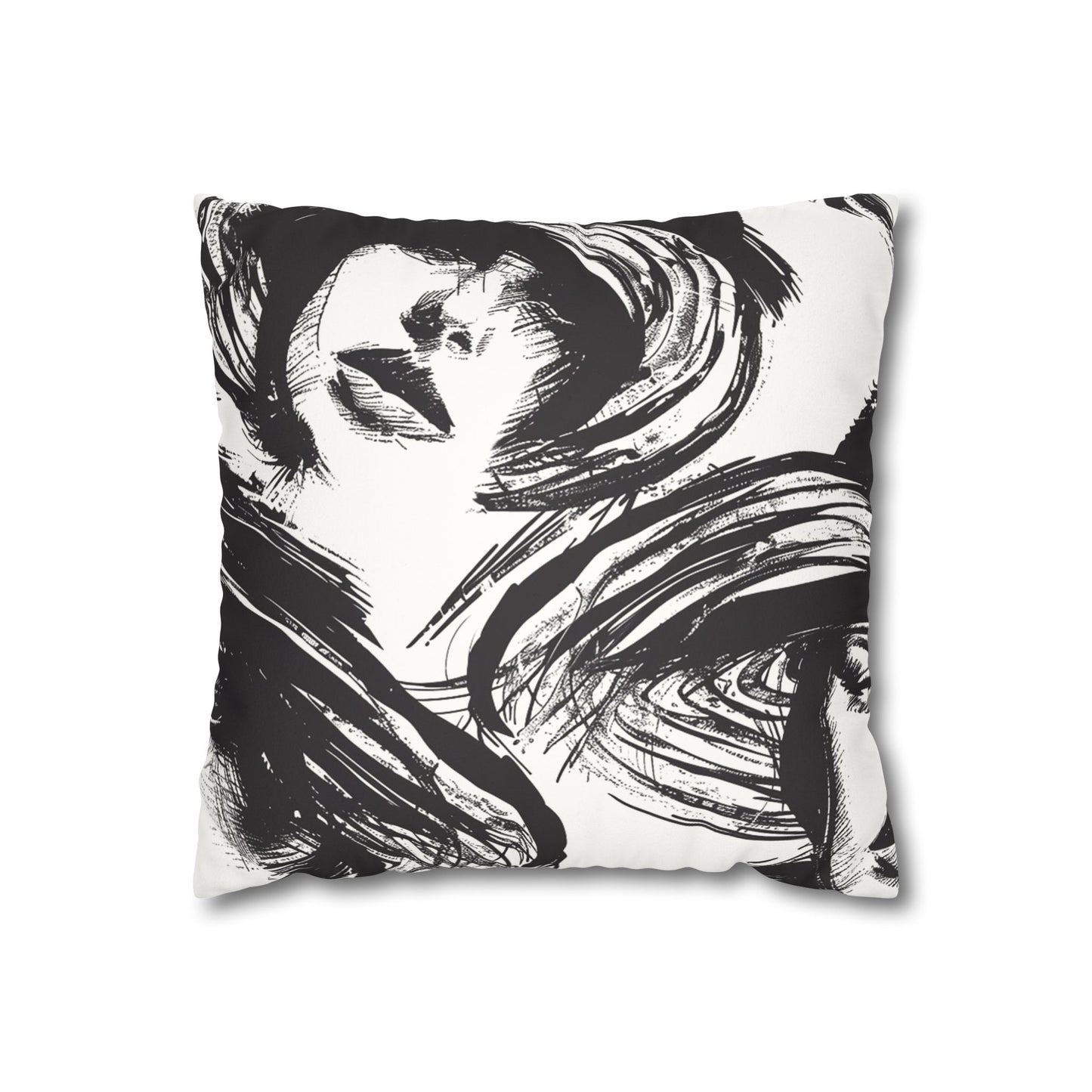 Abstract Faces- Faux Suede Pillowcase