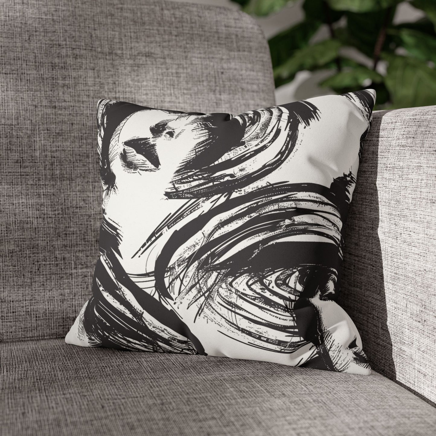 Abstract Faces- Faux Suede Pillowcase
