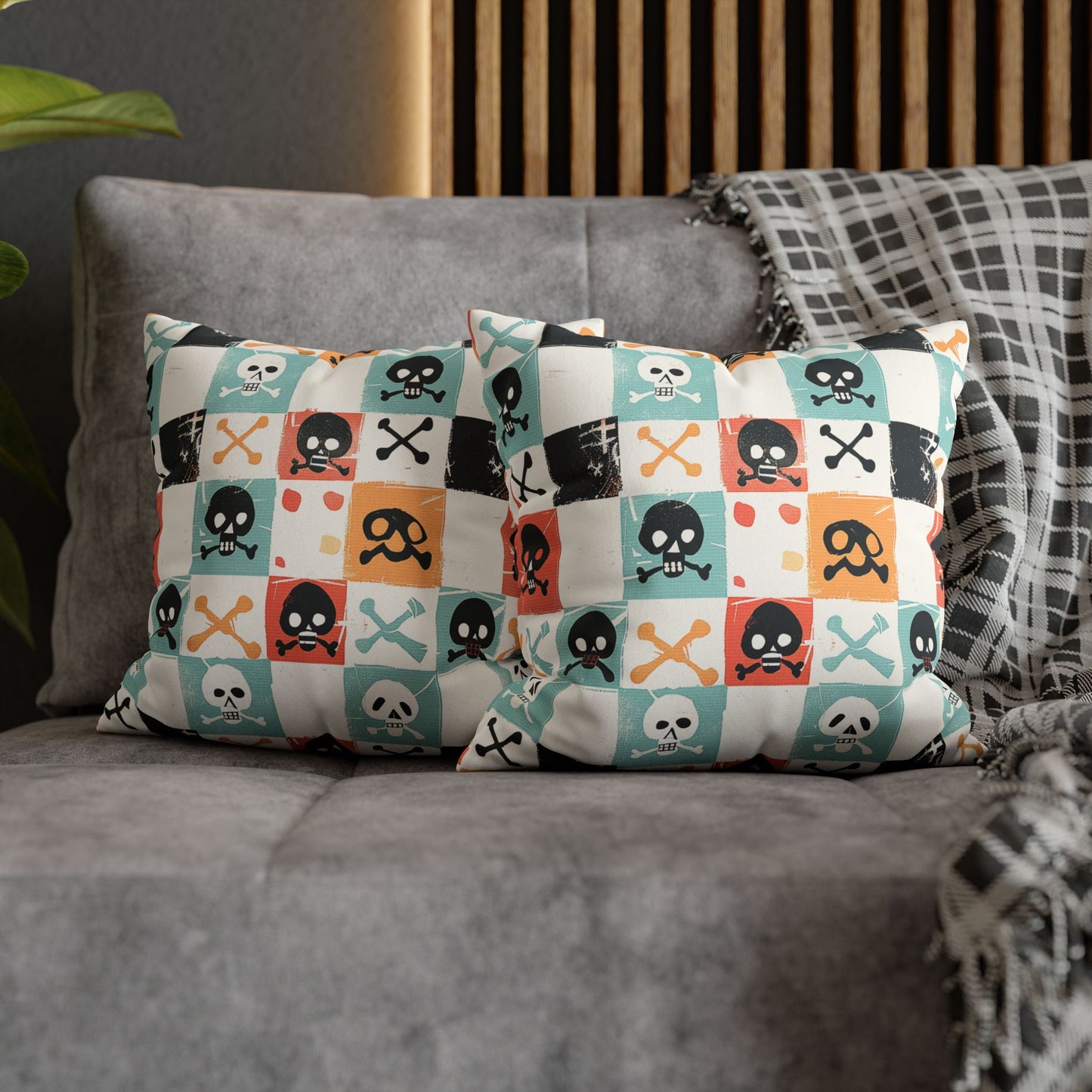 Pirates skulls - Faux Suede Pillowcase