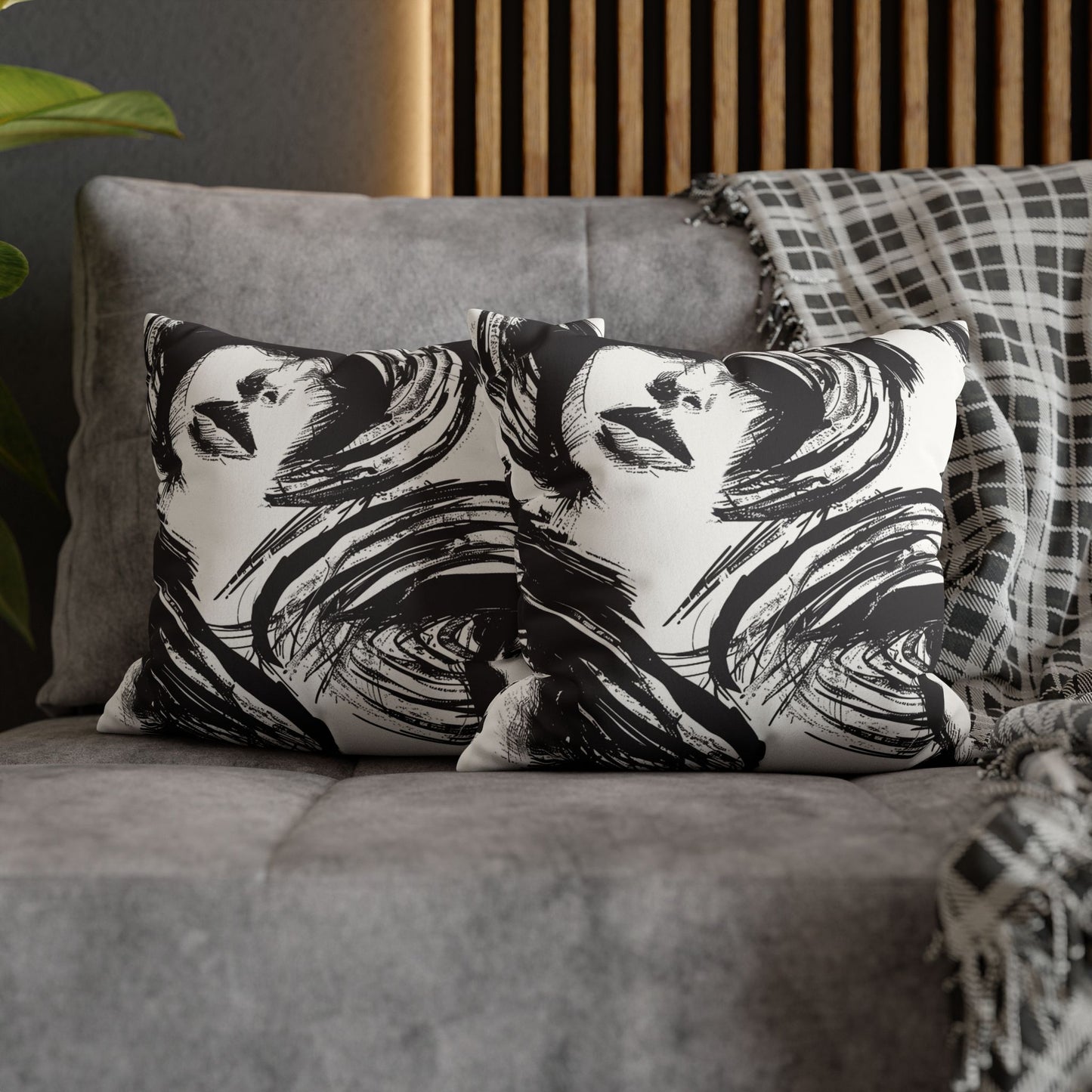Abstract Faces- Faux Suede Pillowcase