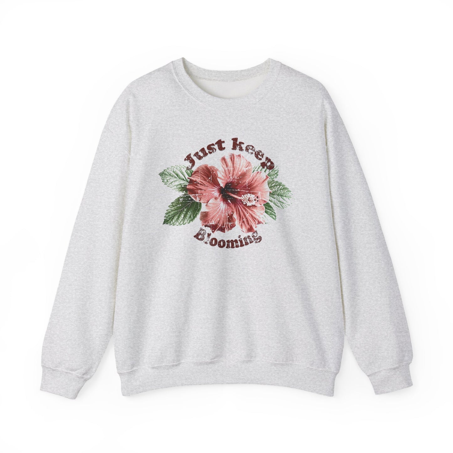 Ash Keep Blooming floral Sweatshirt with soft tones and empowering vibe BimBangDesign