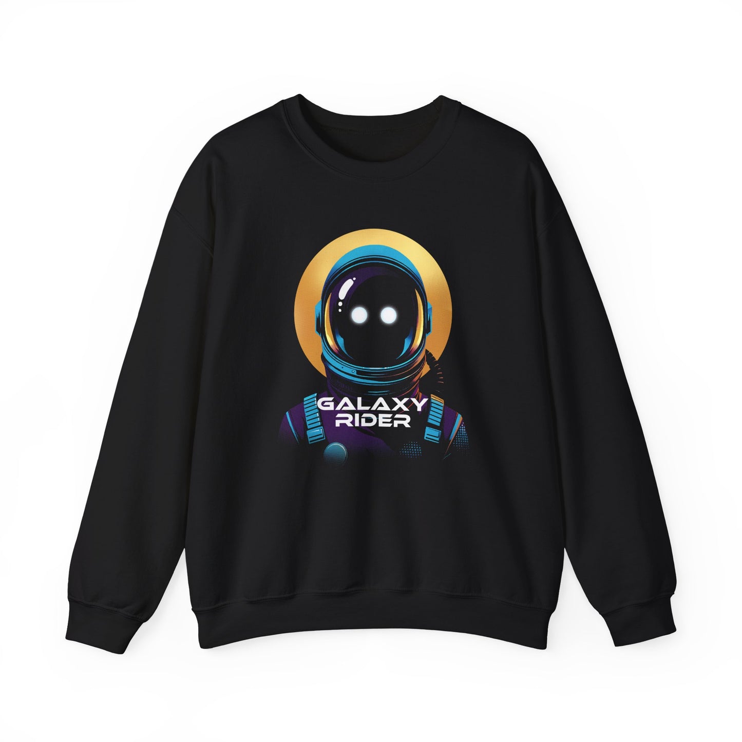 Black Galaxy Rider Sweatshirt with a cosmic design for every space enthusiast BimBangDesign