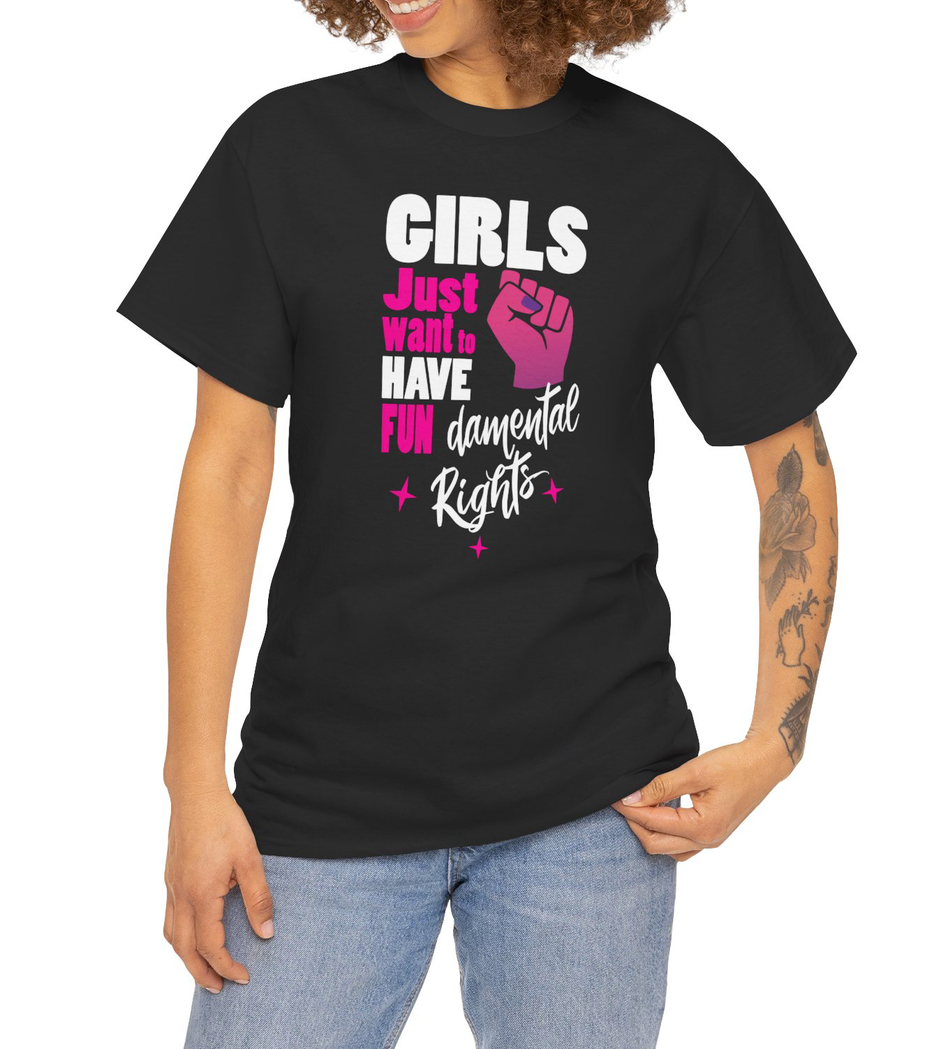 Girls Just want to have FunDamental Rights T-shirt with Empowering Feminist & witty slogan BimBangDesign