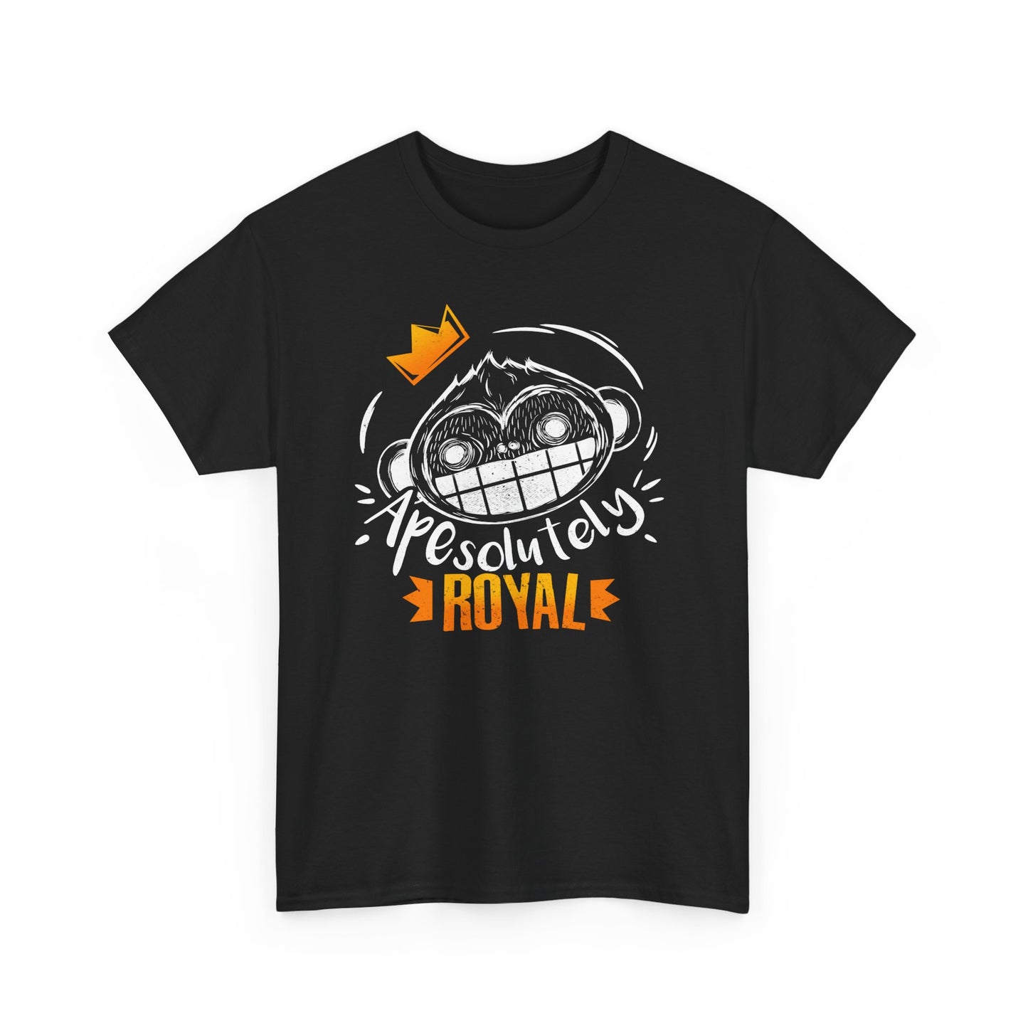 ApeSolutely Royal Black version T-shirt with crowned monkey head, cartoon style