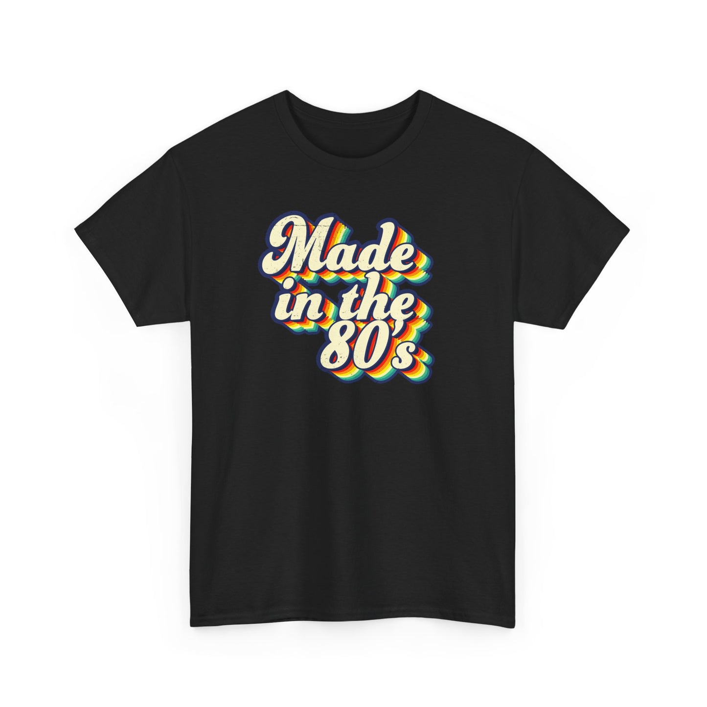 Made in the 80s vintage style T-shirt worn by an adult born in the 80's Black