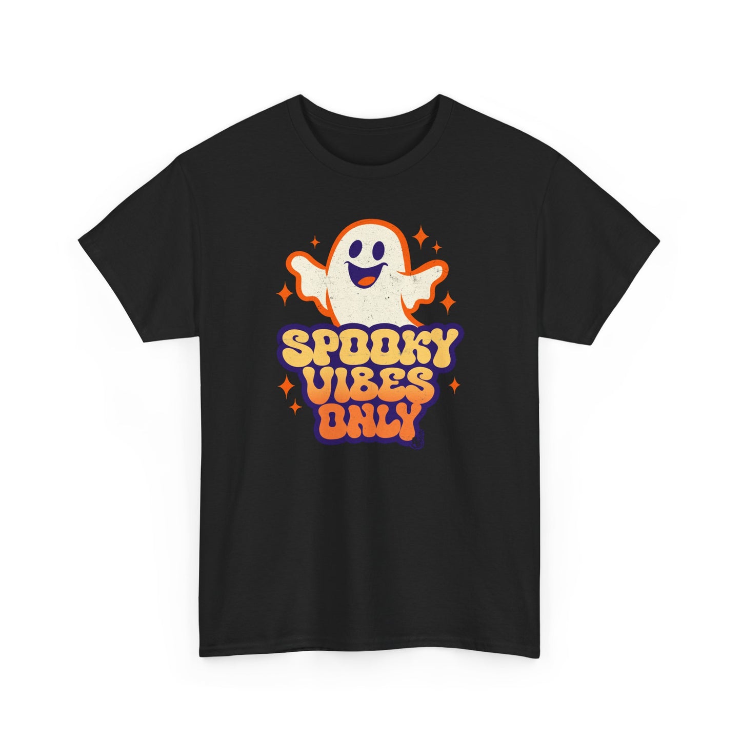 Black Spooky vibes only t-shirt for halloween and cartoon ghost Fans BimBangDesign