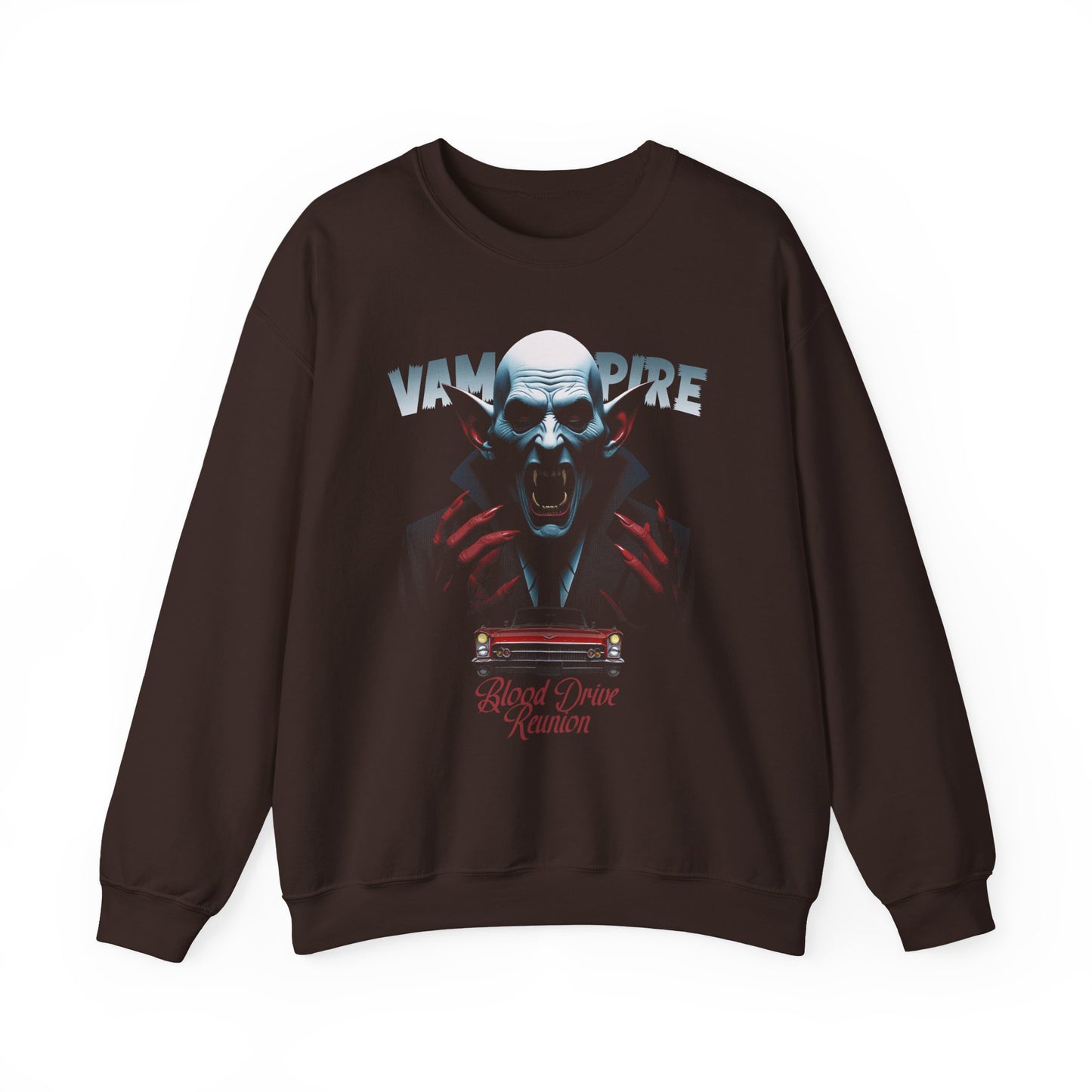 Dark Chocolate Blood Drive Reunion Sweatshirt for retro horror movie poster Fans BimBangDesign