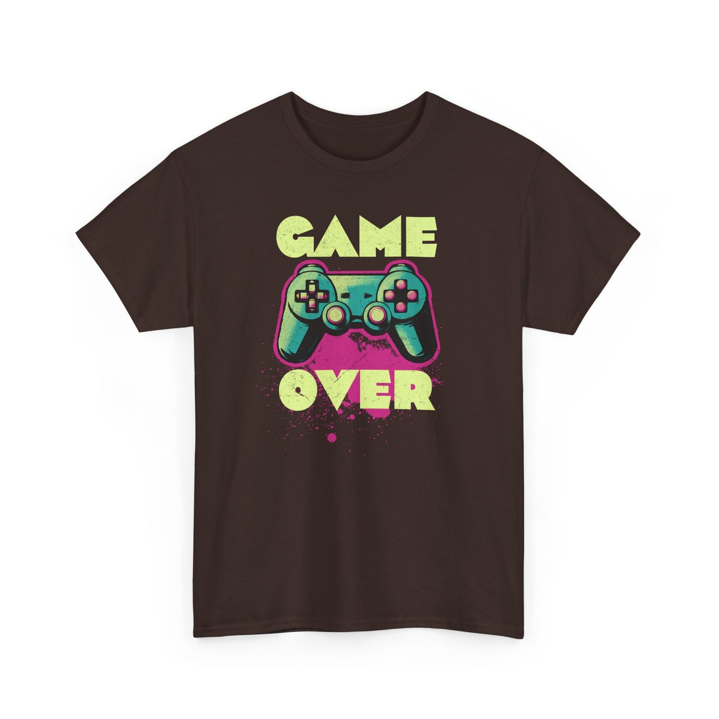 Dark Chocolate Game Over t-shirt retro neon colors art for gamers BimBangDesign