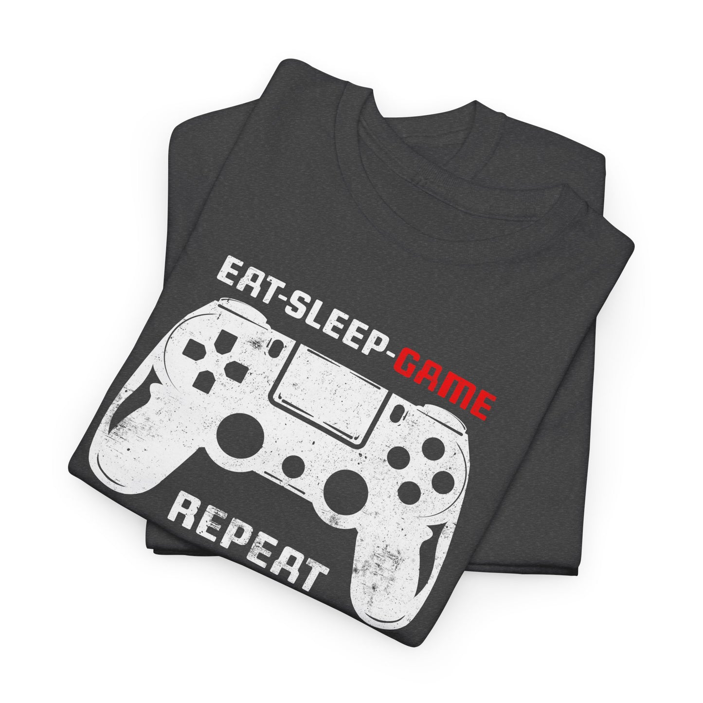 Dark Heather Folded Version Gamer T-shirt Eat Sleep Game Repeat BimBangDesin