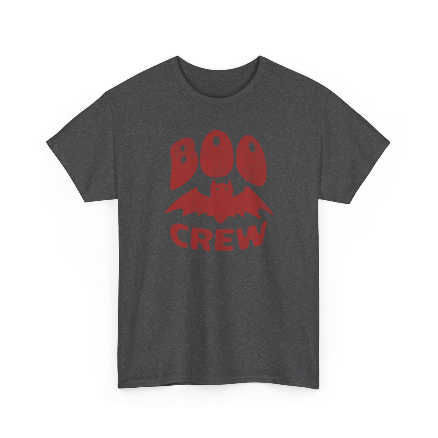 Dark Heather Boo Crew t-shirt for halloween and minimalist vampire bat fans BimBangDesign