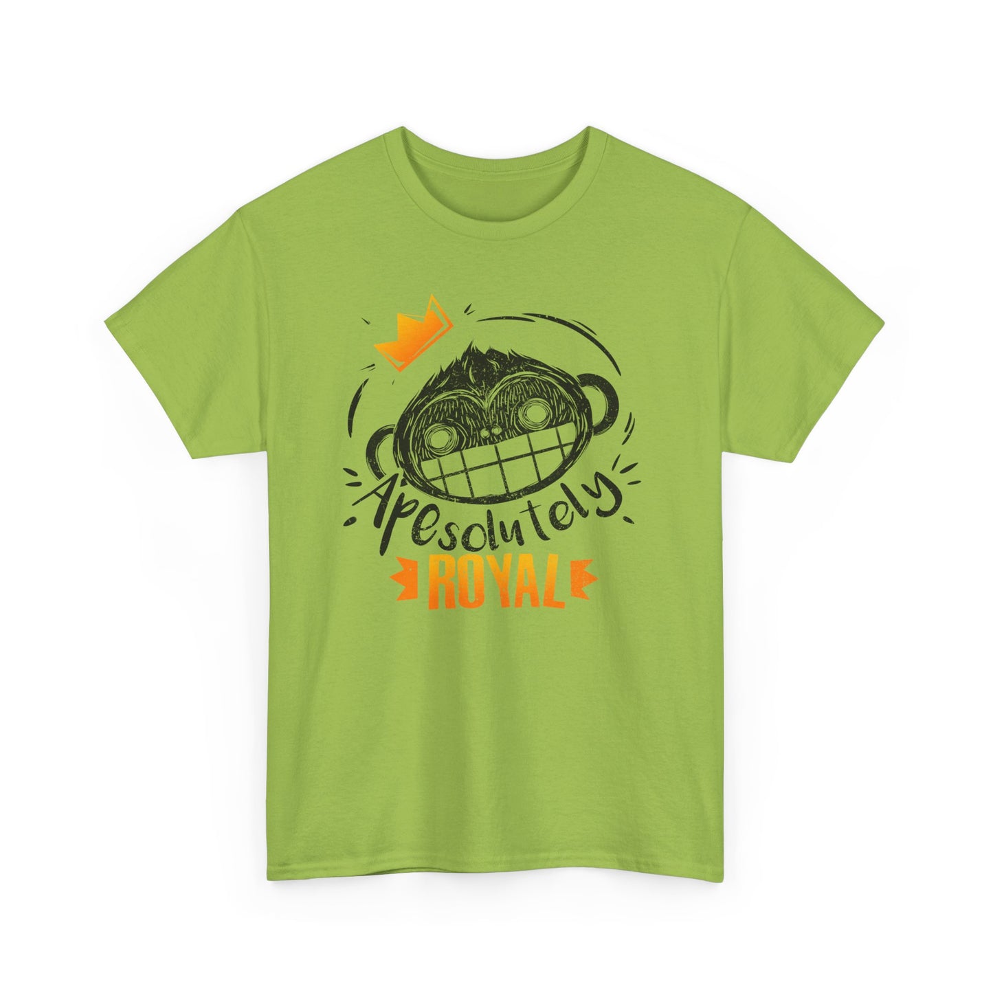 ApeSolutely Royal Kiwi green version T-shirt with crowned monkey head, cartoon style