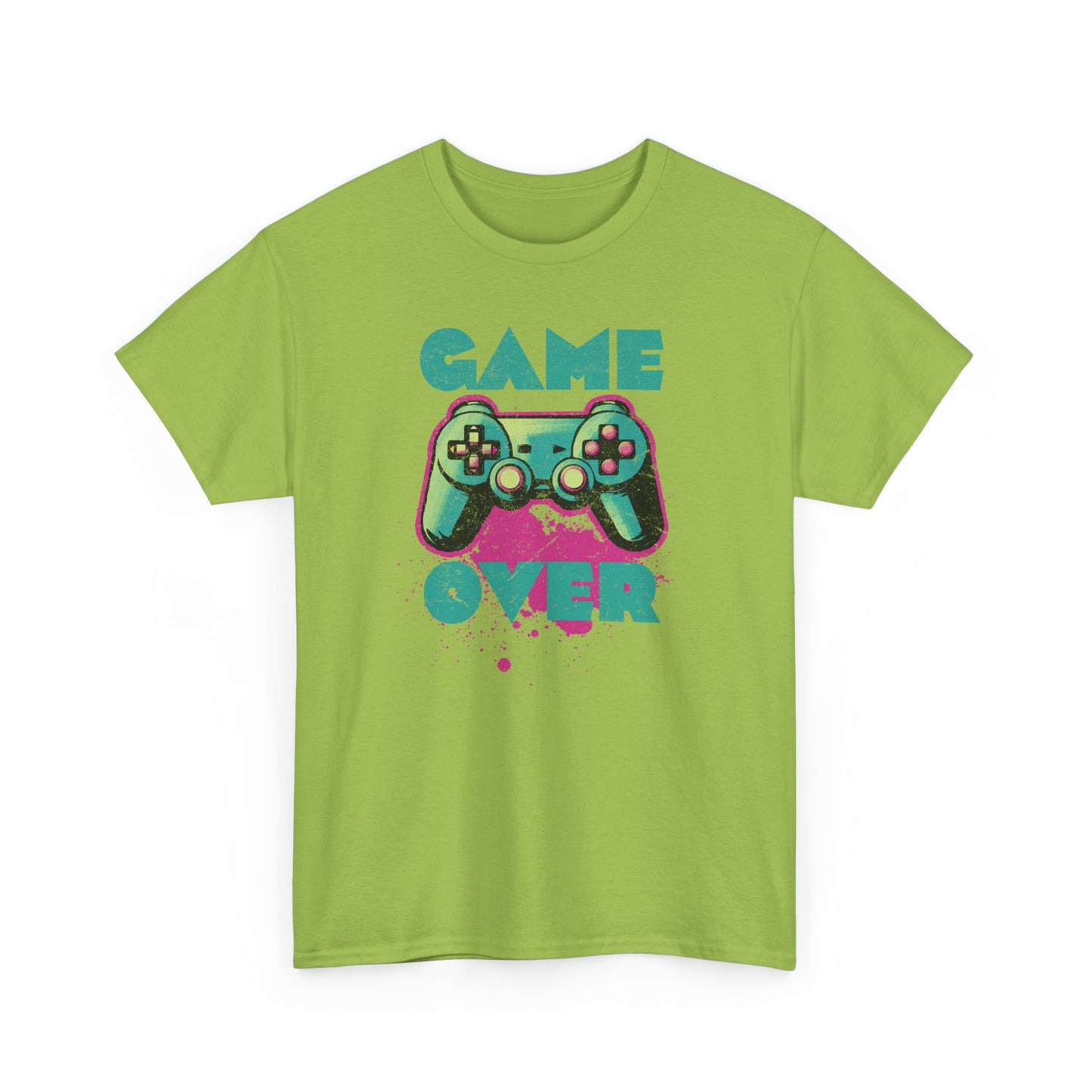Kiwi Green Game Over t-shirt retro neon colors art for gamers BimBangDesign