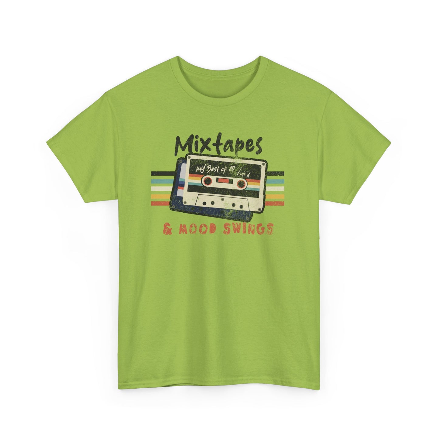 Kiwi Green Mixtapes & Mood Swings T-shirt in vintage typography BimBangDesign