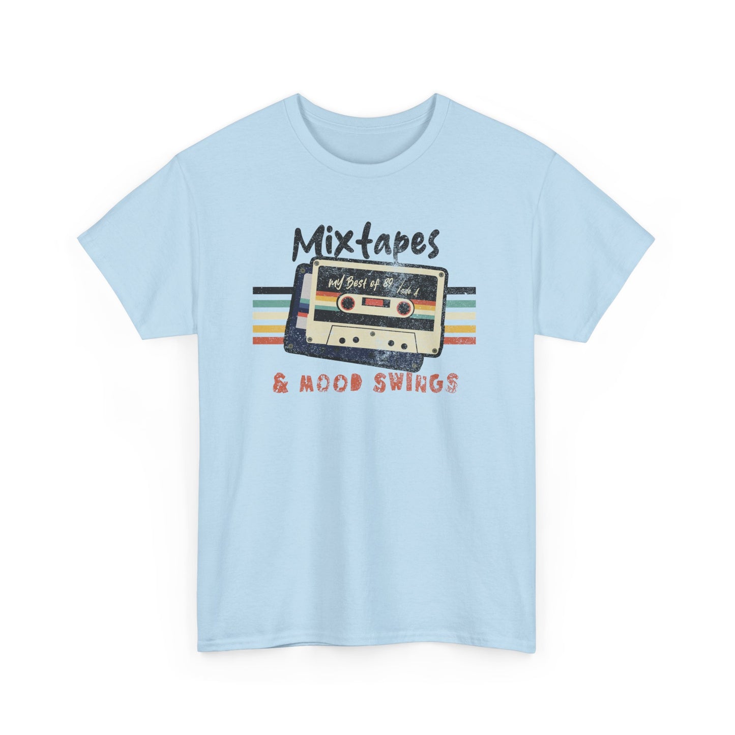 Light Blue Mixtapes & Mood Swings T-shirt in vintage typography BimBangDesign