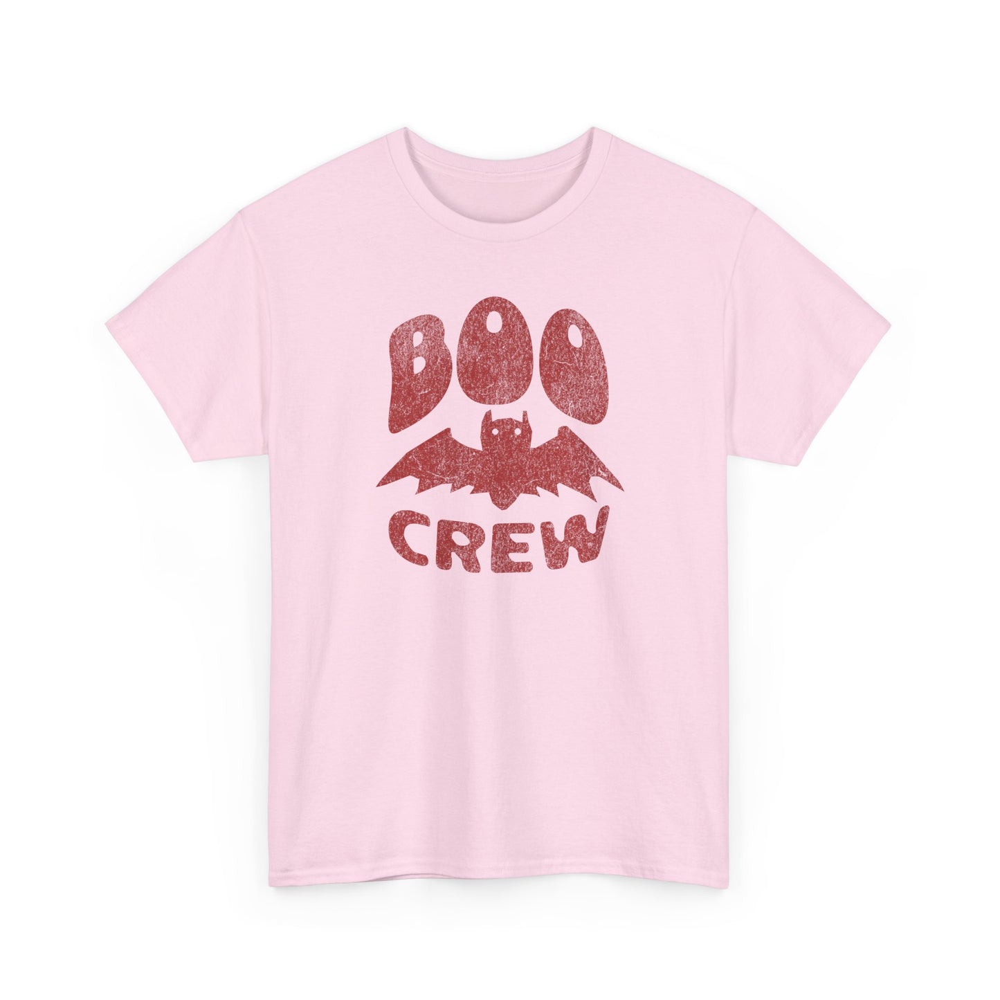 Light Pink Boo Crew t-shirt for halloween and minimalist vampire bat fans BimBangDesign