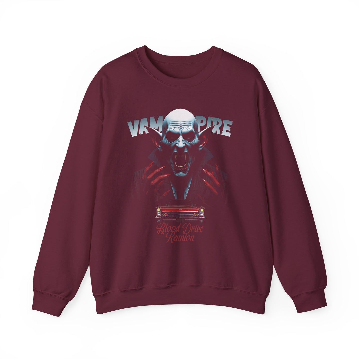 Maroon Blood Drive Reunion Sweatshirt for retro horror movie poster Fans BimBangDesign