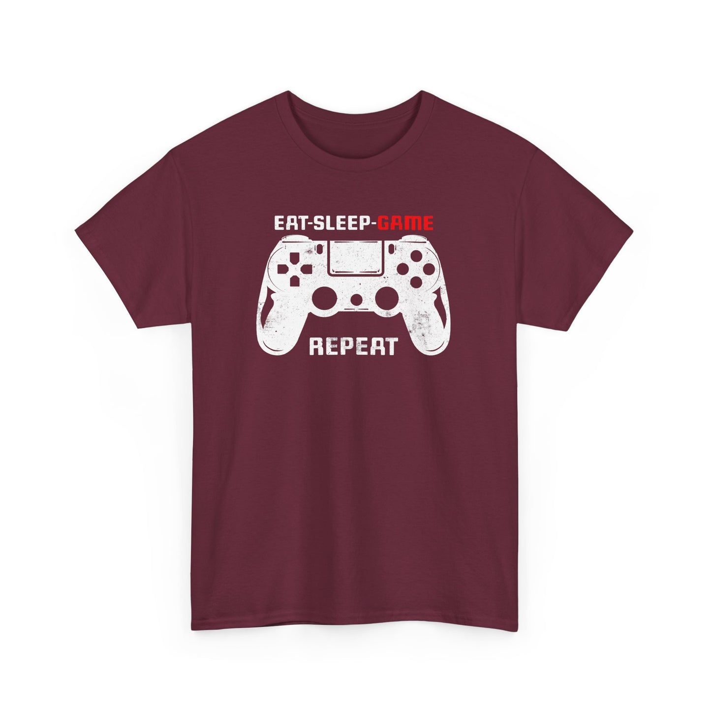 Maroon Version Gamer T-shirt Eat Sleep Game Repeat BimBangDesin