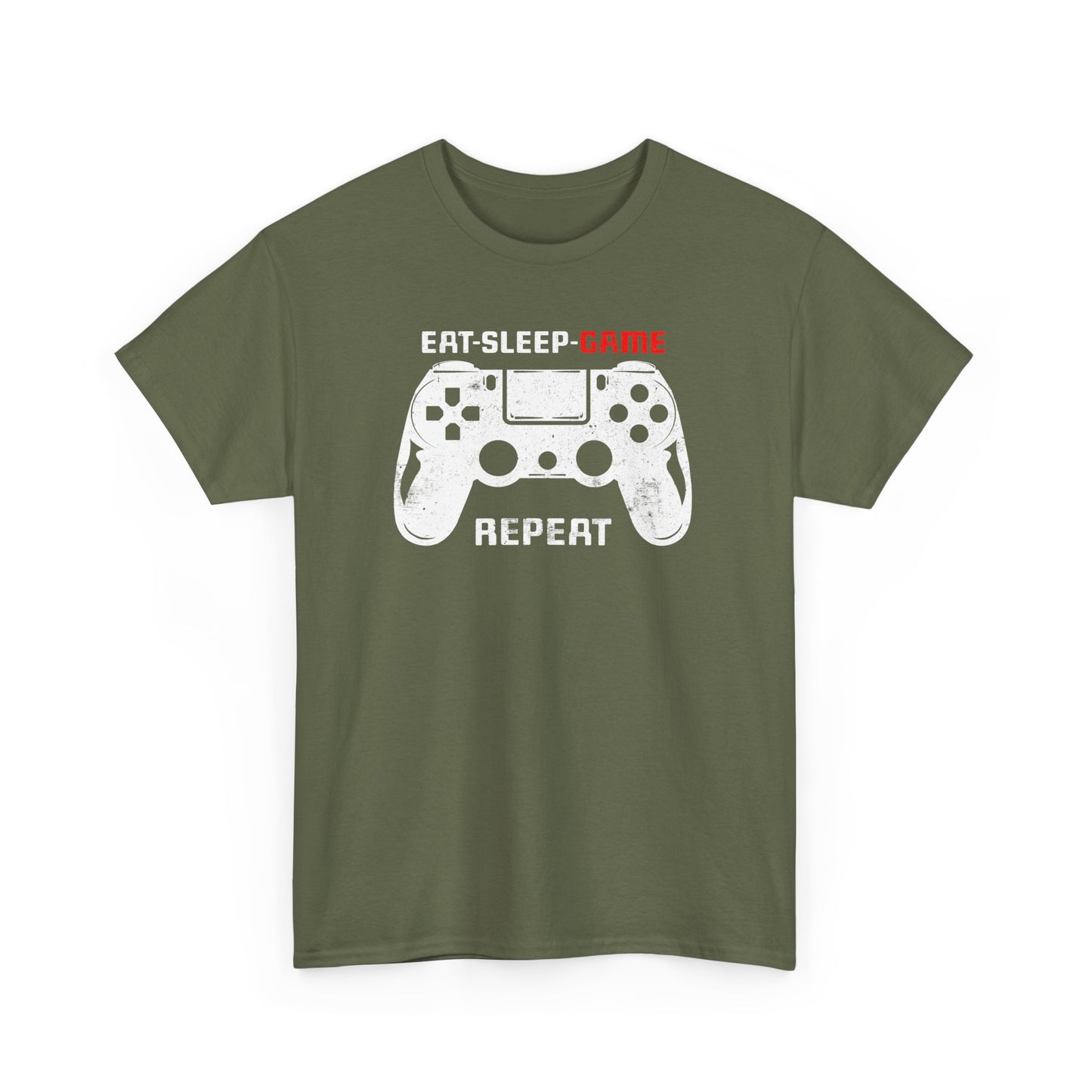 Military Green Version Gamer T-shirt Eat Sleep Game Repeat BimBangDesin
