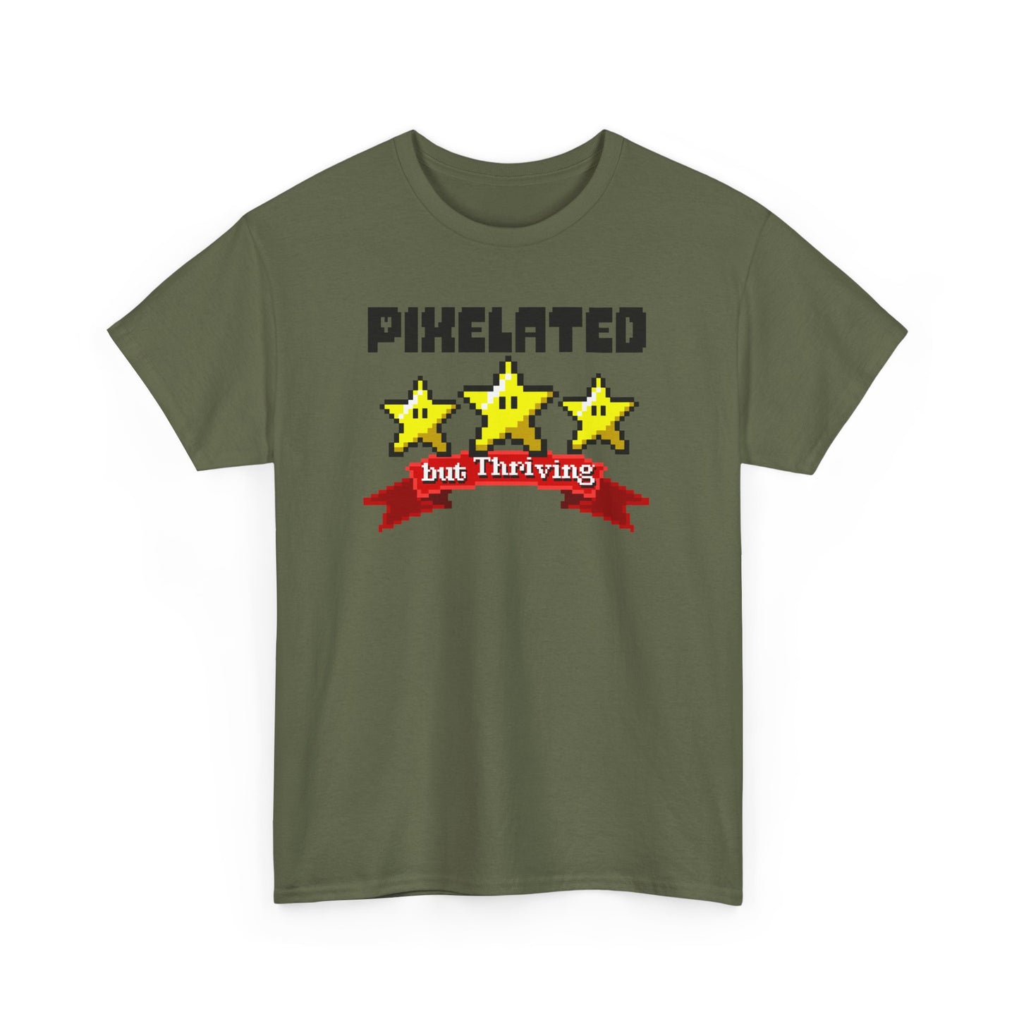 Military Green Version Pixelated but Thriving T-shirt BimBangDesign
