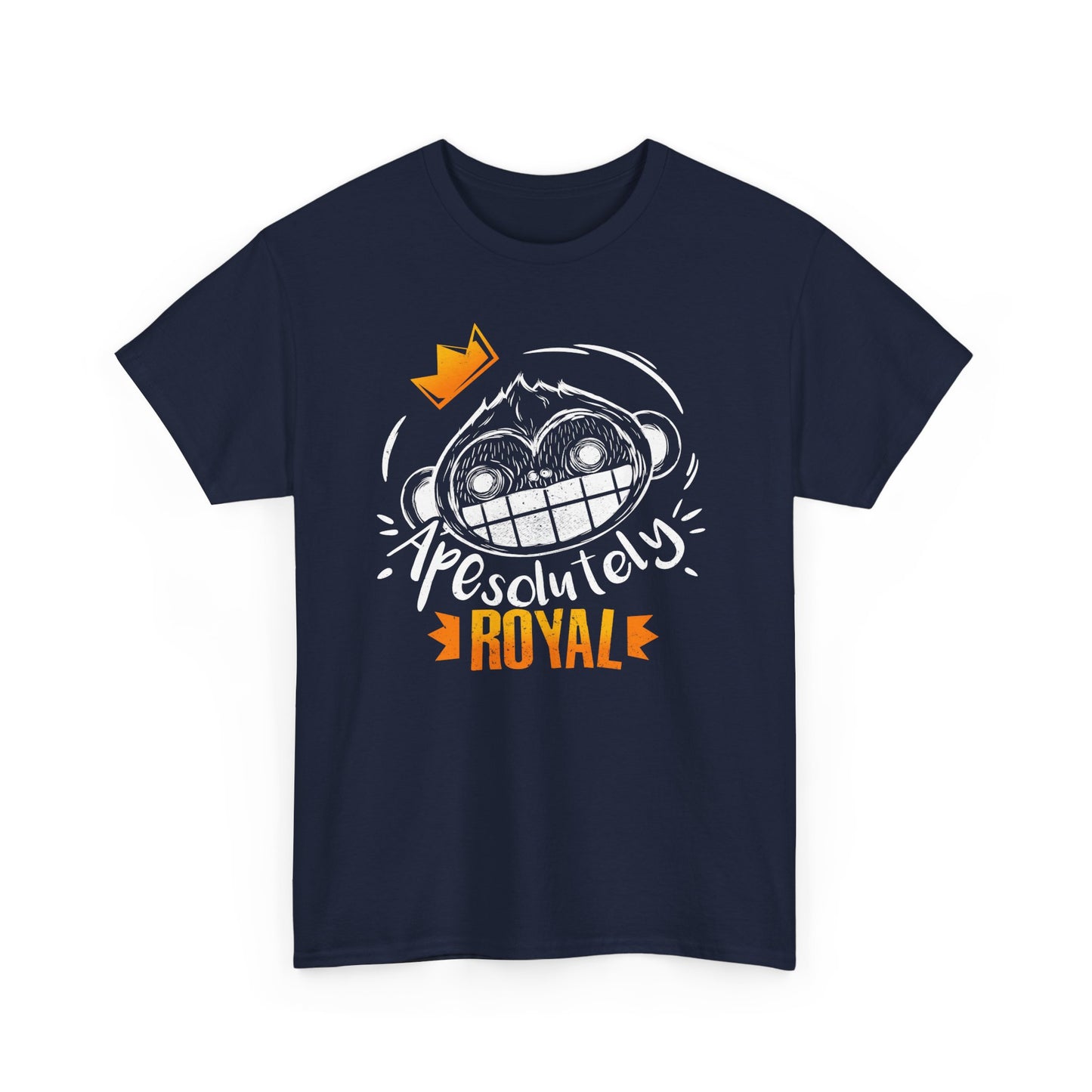 ApeSolutely Royal Navy version T-shirt with crowned monkey head, cartoon style