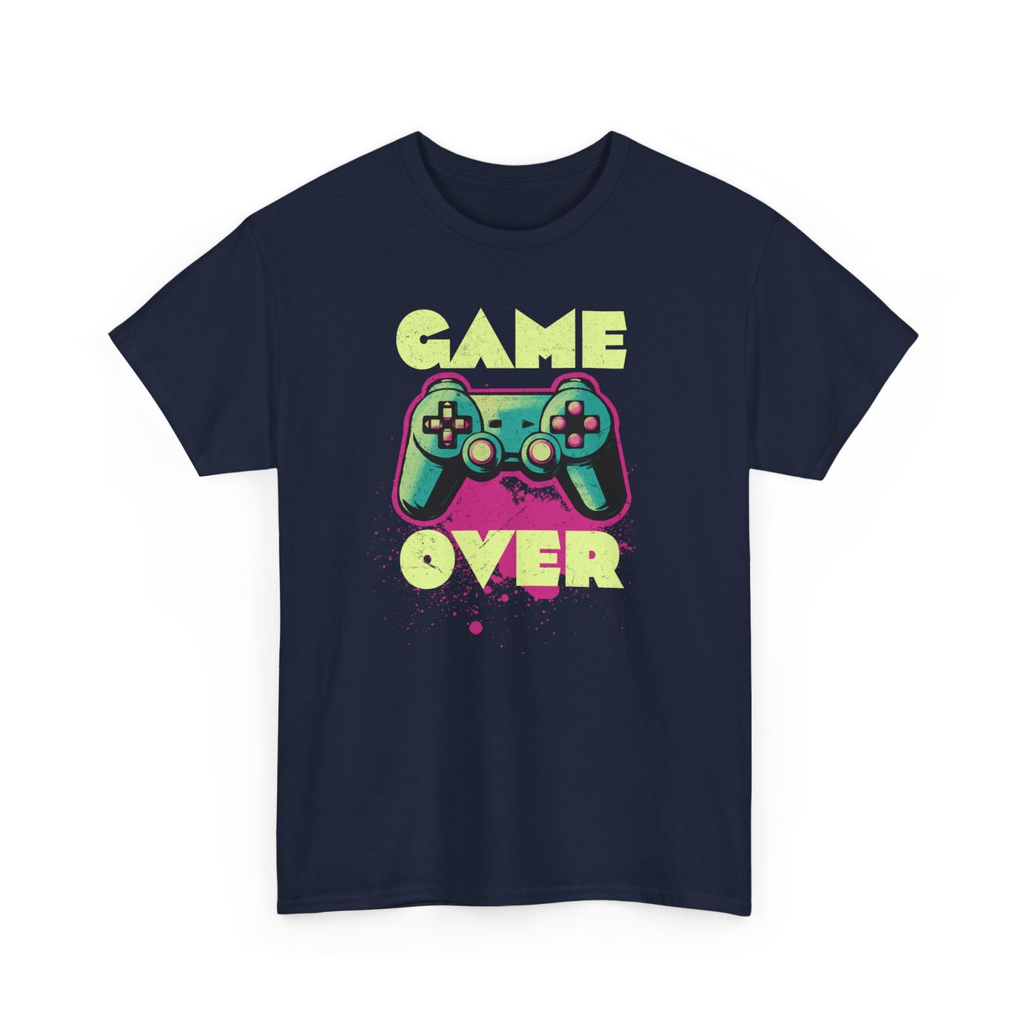 Navy Game Over t-shirt retro neon colors art for gamers BimBangDesign