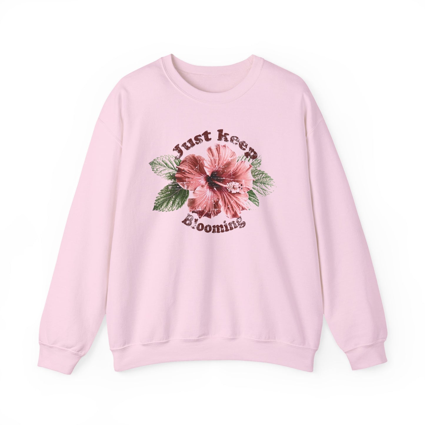 Pink Keep Blooming floral Sweatshirt with soft tones and empowering vibe BimBangDesign