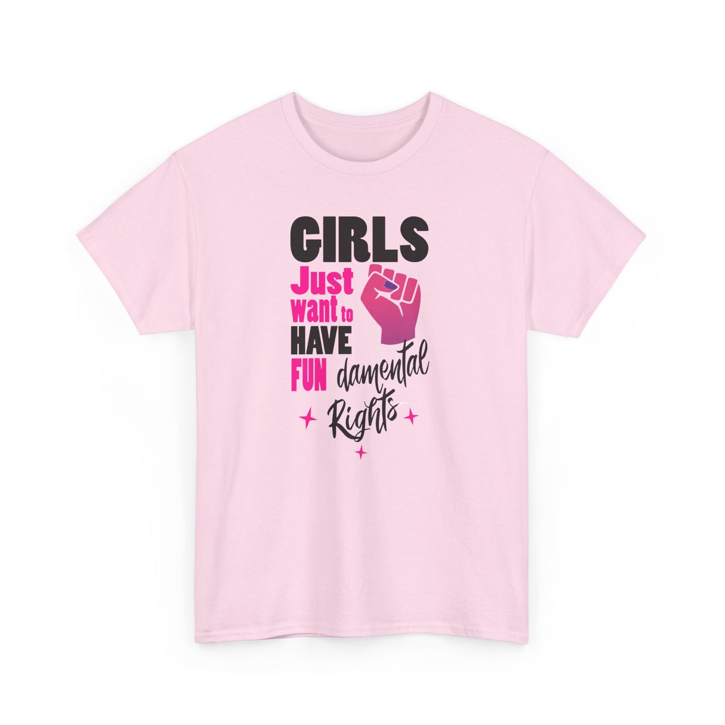 Girls Just want to have FunDamental Rights Pink T-shirt with Empowering Feminist & witty slogan BimBangDesign