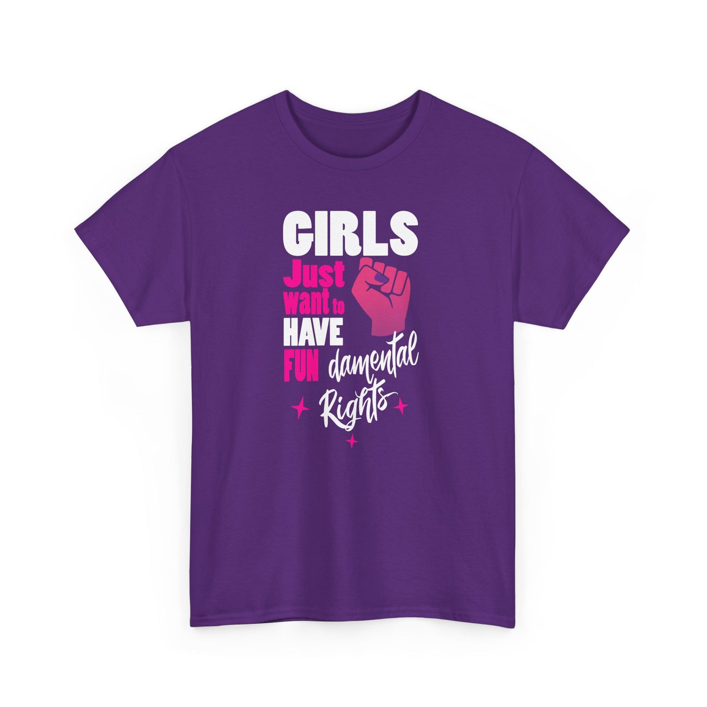 Girls Just want to have FunDamental Rights Purple T-shirt with Empowering Feminist & witty slogan BimBangDesign