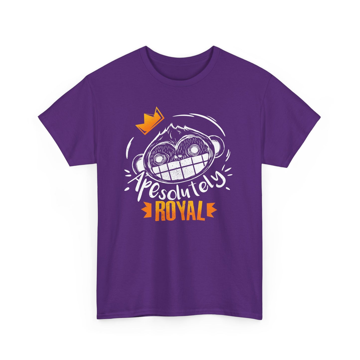 ApeSolutely Royal Purple version T-shirt with crowned monkey head, cartoon style