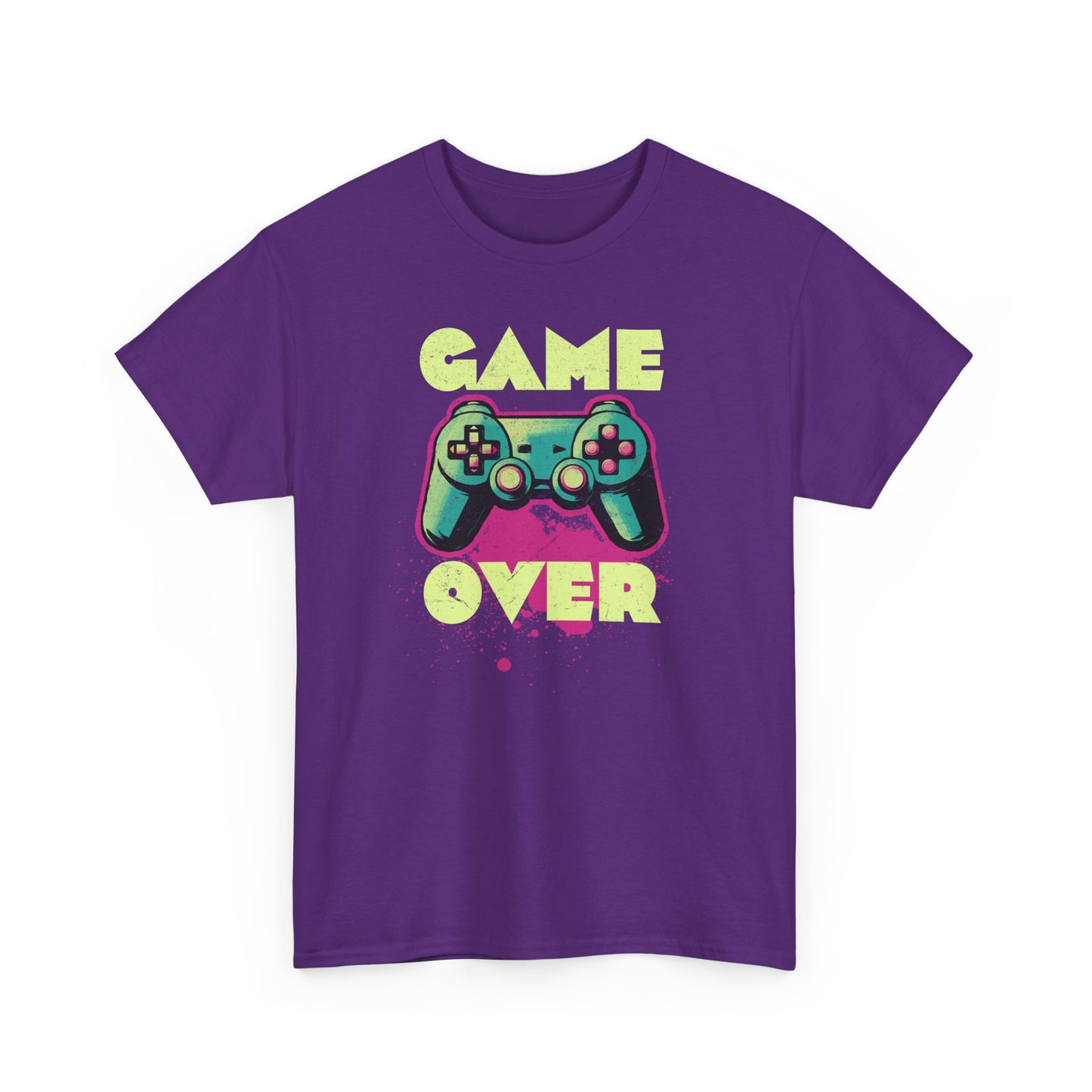 Purple Game Over t-shirt retro neon colors art for gamers BimBangDesign