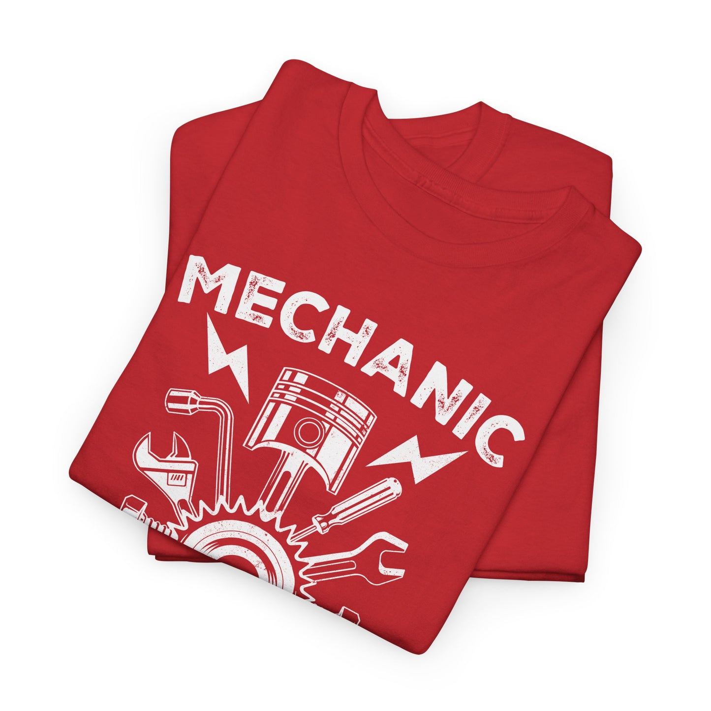 Red Folded Funny mechanic t-shirt with slogan I Fix What your Google Can't BimBangDesign