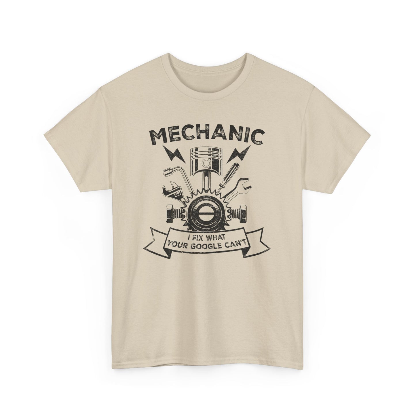 Sand Funny mechanic t-shirt with slogan I Fix What your Google Can't BimBangDesign