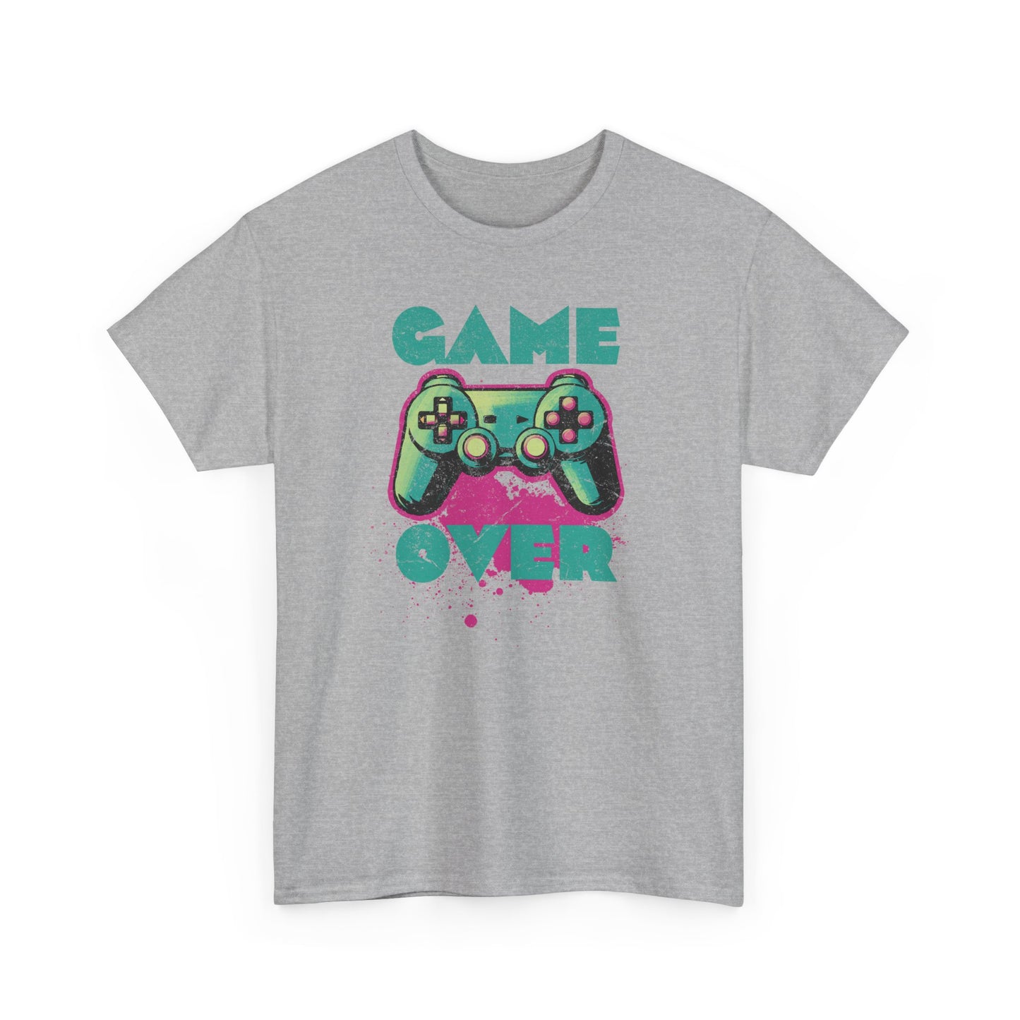 Sport Grey Game Over t-shirt retro neon colors art for gamers BimBangDesign