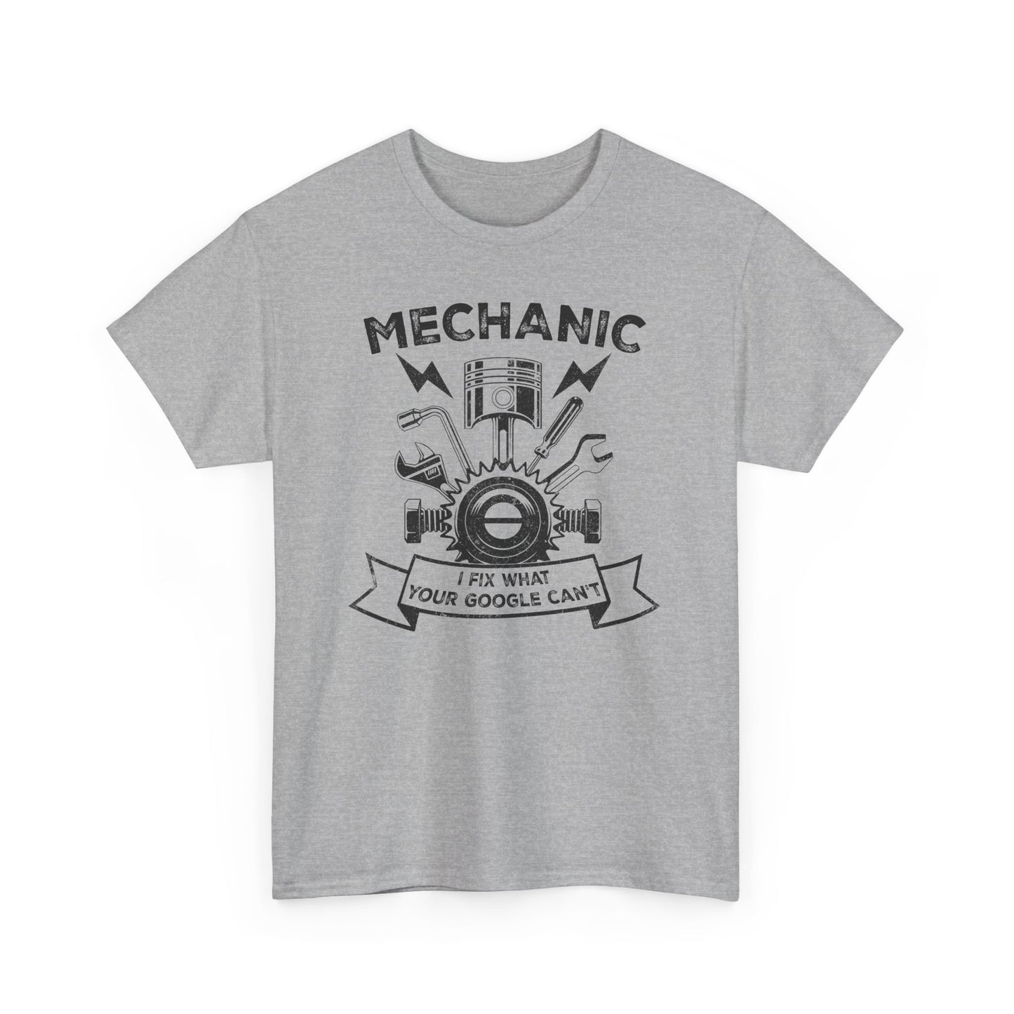 Sport Grey Funny mechanic t-shirt with slogan I Fix What Google Can't BimBangDesign