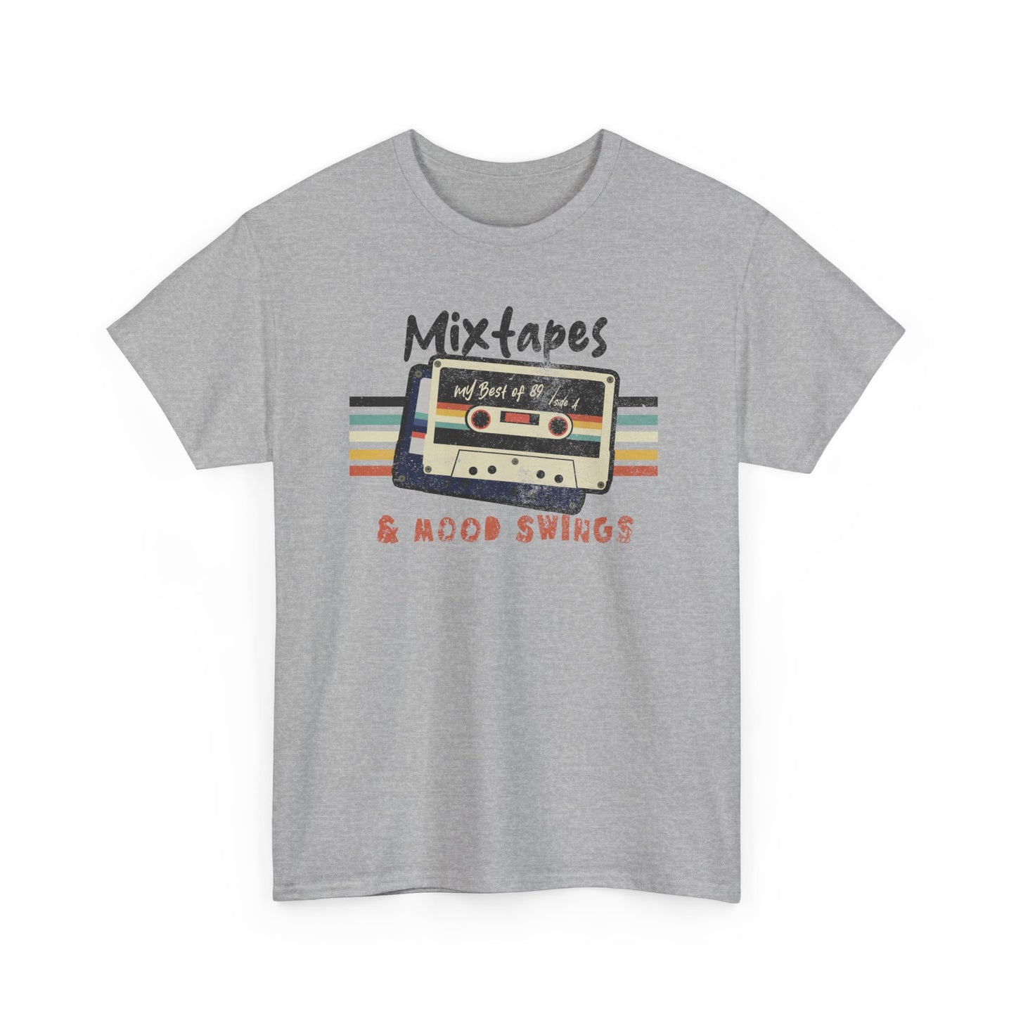 Sport Grey Mixtapes & Mood Swings T-shirt in vintage typography BimBangDesign