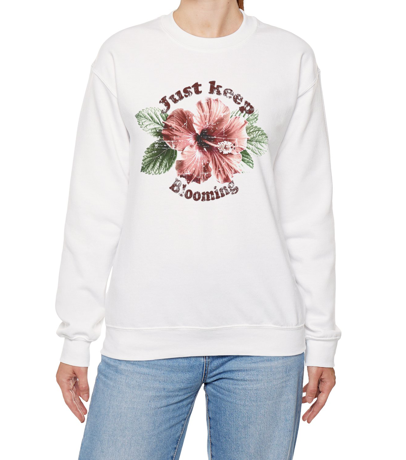 Keep Blooming floral Sweatshirt with soft tones and empowering vibe BimBangDesign
