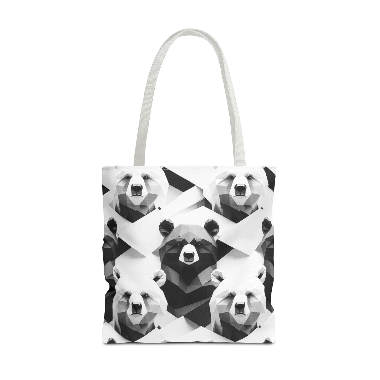 White Handle, Eco-conscious Reusable and Durable Graphic minimalist Bears Pattern Low-Poly Design Lightweight Tote Bag BimBangDesign