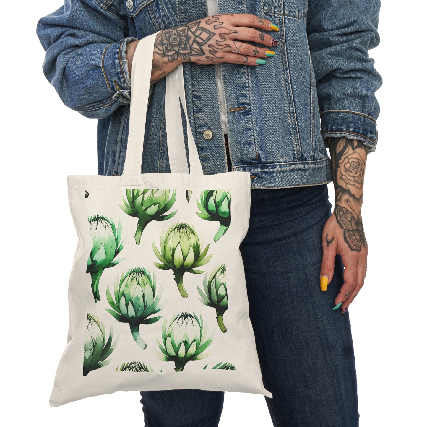 Reusable and Durable Artichoke Inspired Lightweight Tote Bag Used by an Eco-conscious holder BimBangDesign