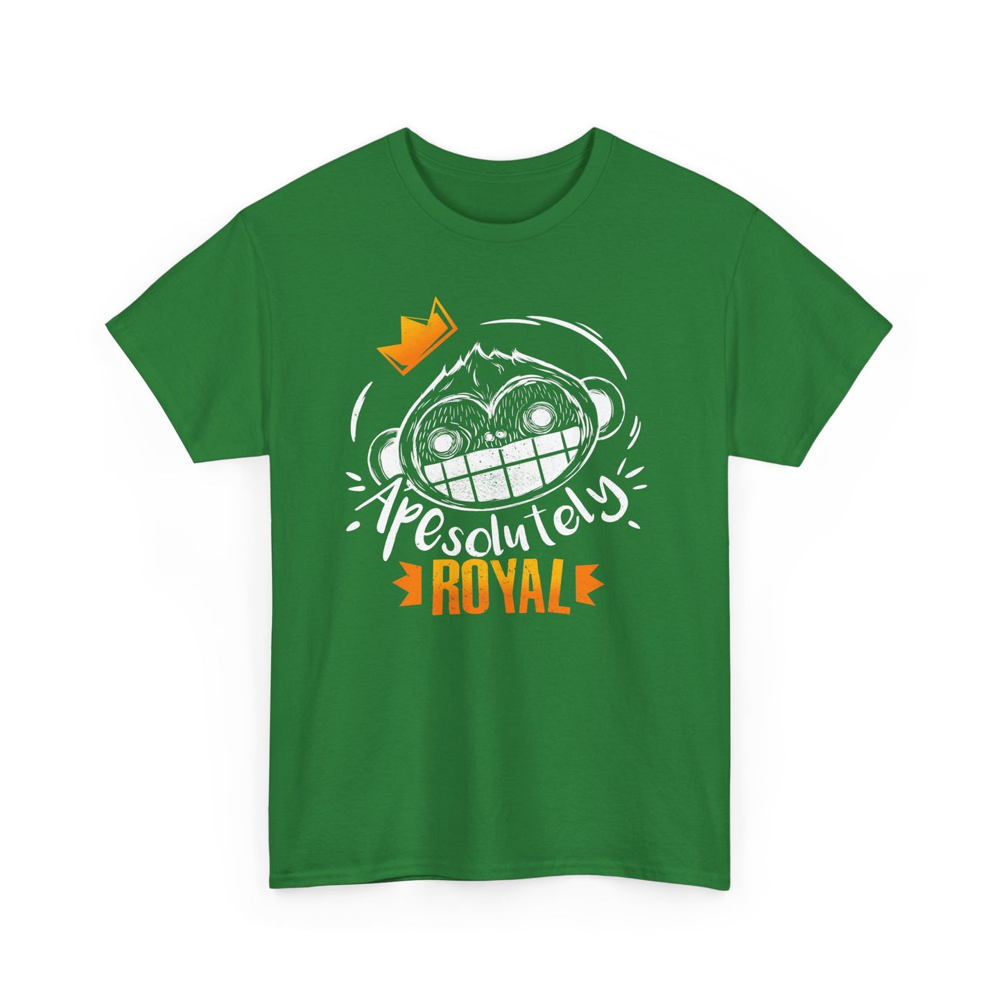 ApeSolutely Royal Turf green version T-shirt with crowned monkey head, cartoon style