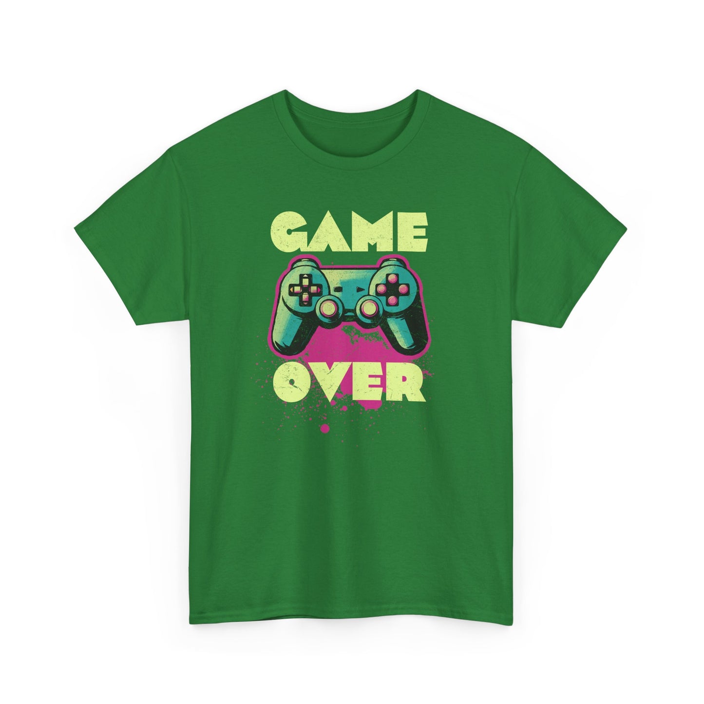 Turf Green Game Over t-shirt retro neon colors art for gamers BimBangDesign