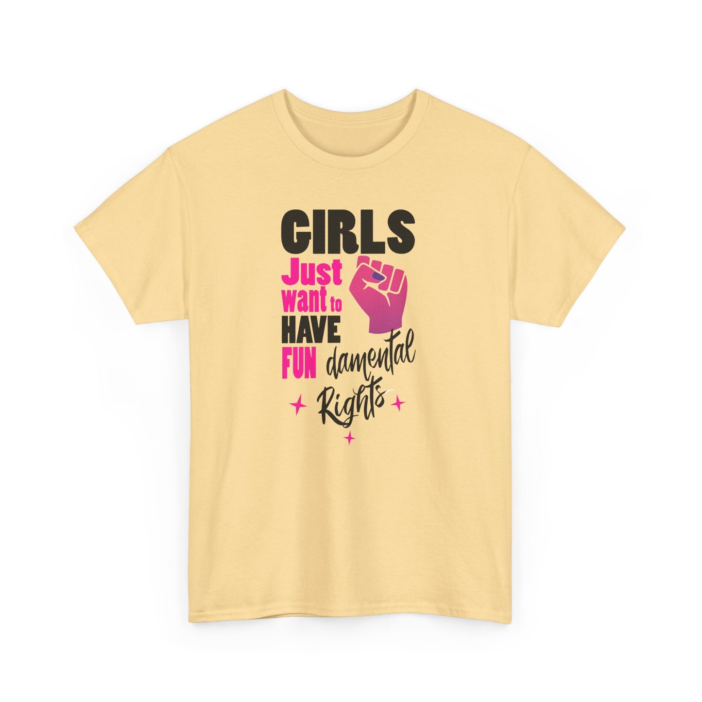 Girls Just want to have FunDamental Rights Yellow Haze T-shirt with Empowering Feminist & witty slogan BimBangDesign