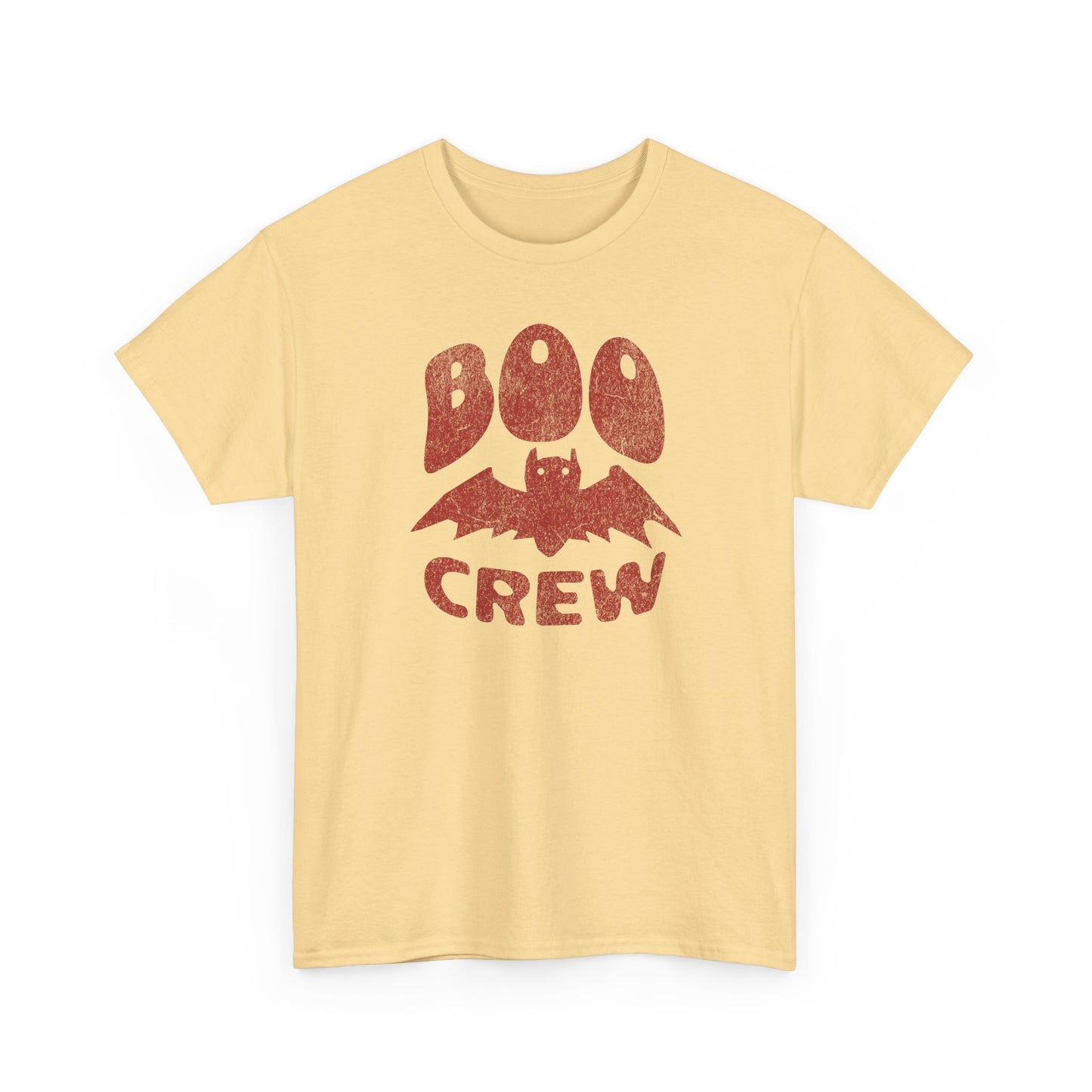 Yellow Haze Boo Crew t-shirt for halloween and minimalist vampire bat fans BimBangDesign