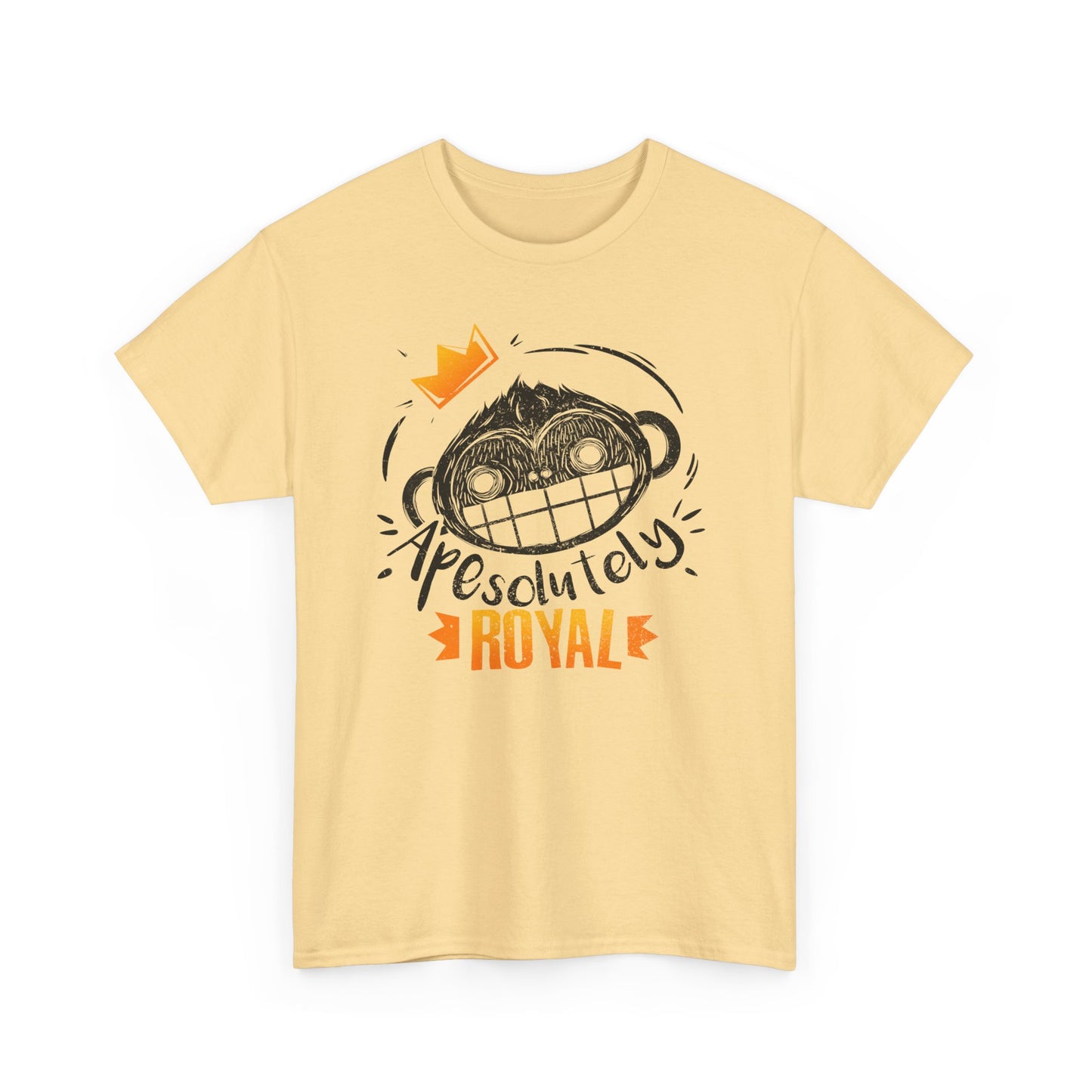ApeSolutely Royal yellow haze version T-shirt with crowned monkey head, cartoon style