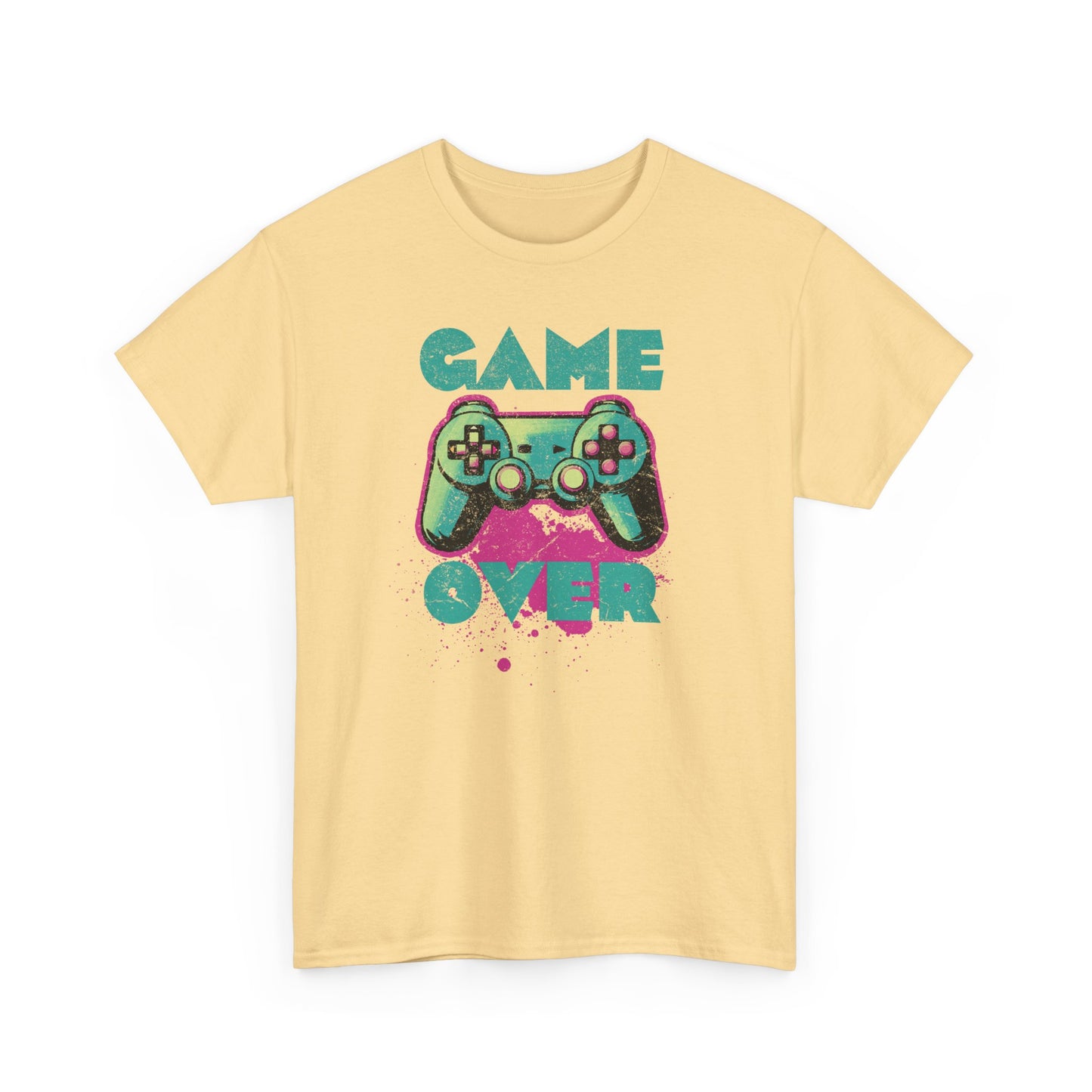 Yellow Haze Game Over t-shirt retro neon colors art for gamers BimBangDesign