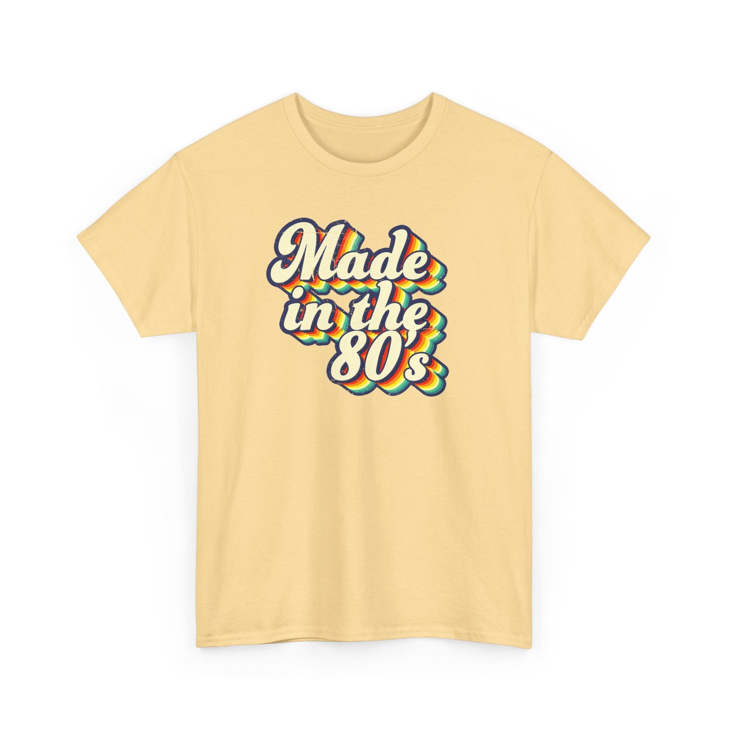 Made in the 80s vintage style T-shirt worn by an adult born in the 80's Yellow Haze