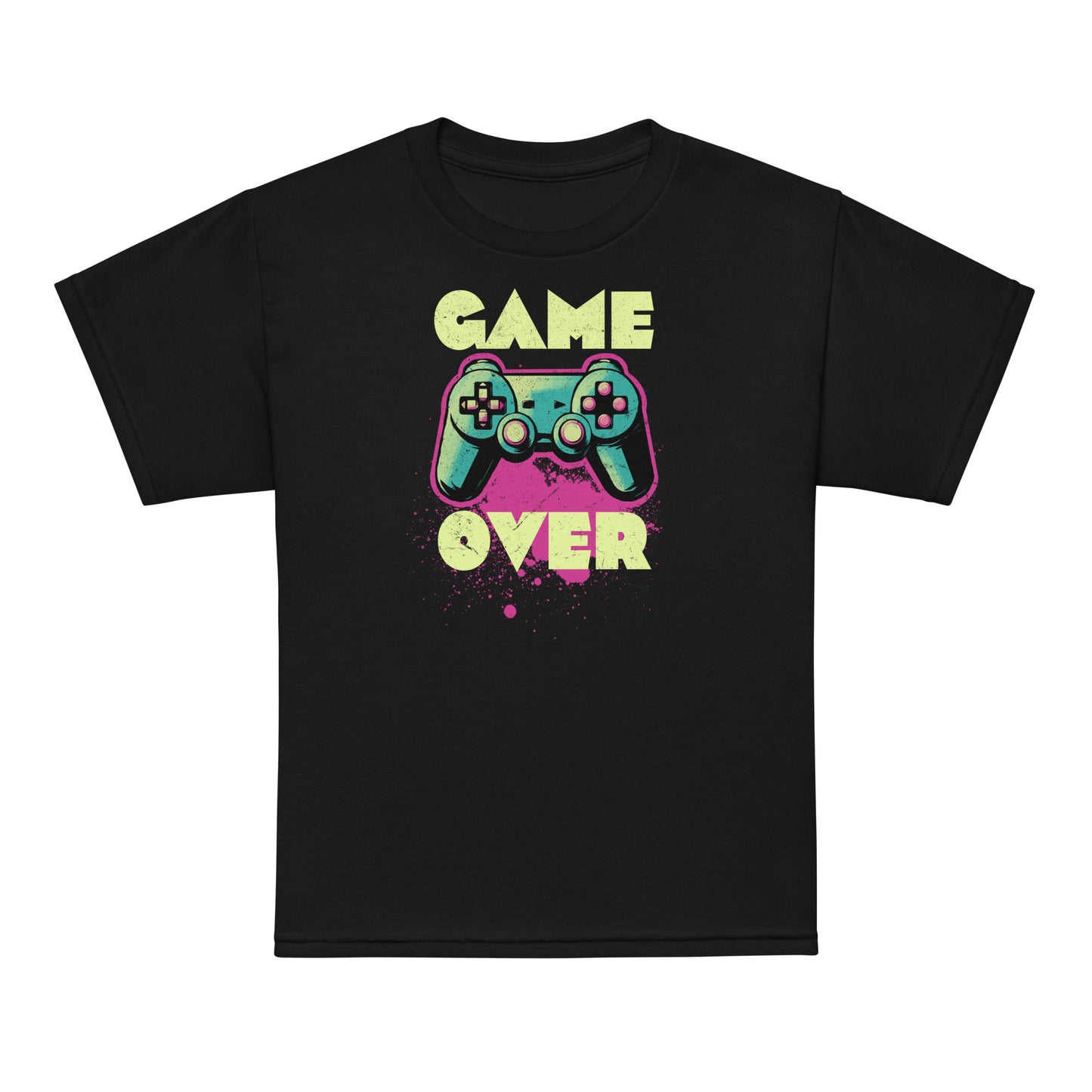 Black Game Over kids t-shirt – with bold retro gamer style – BimBangDesign